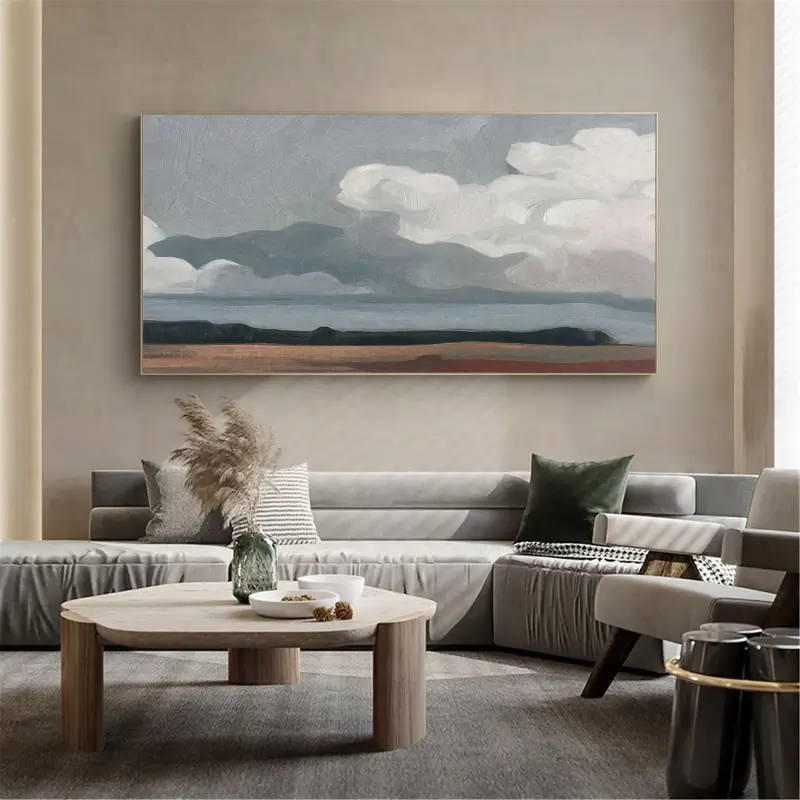 Modern Abstract Ocean Art – Textured Coastal Canvas for Living Room #JJ 274