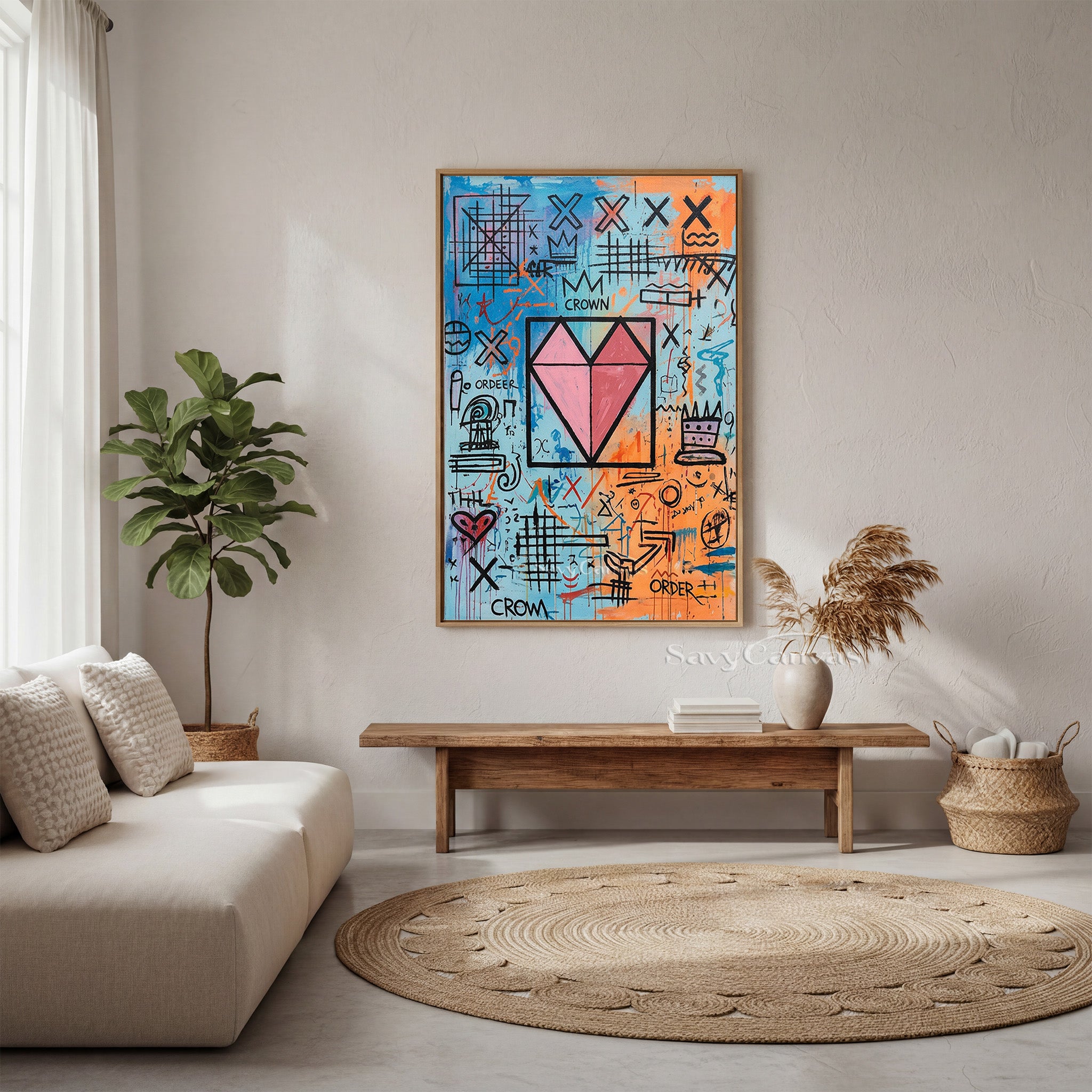 Street Art Crown & Heart Canvas Painting | Urban Pop Art Decor #SS 081