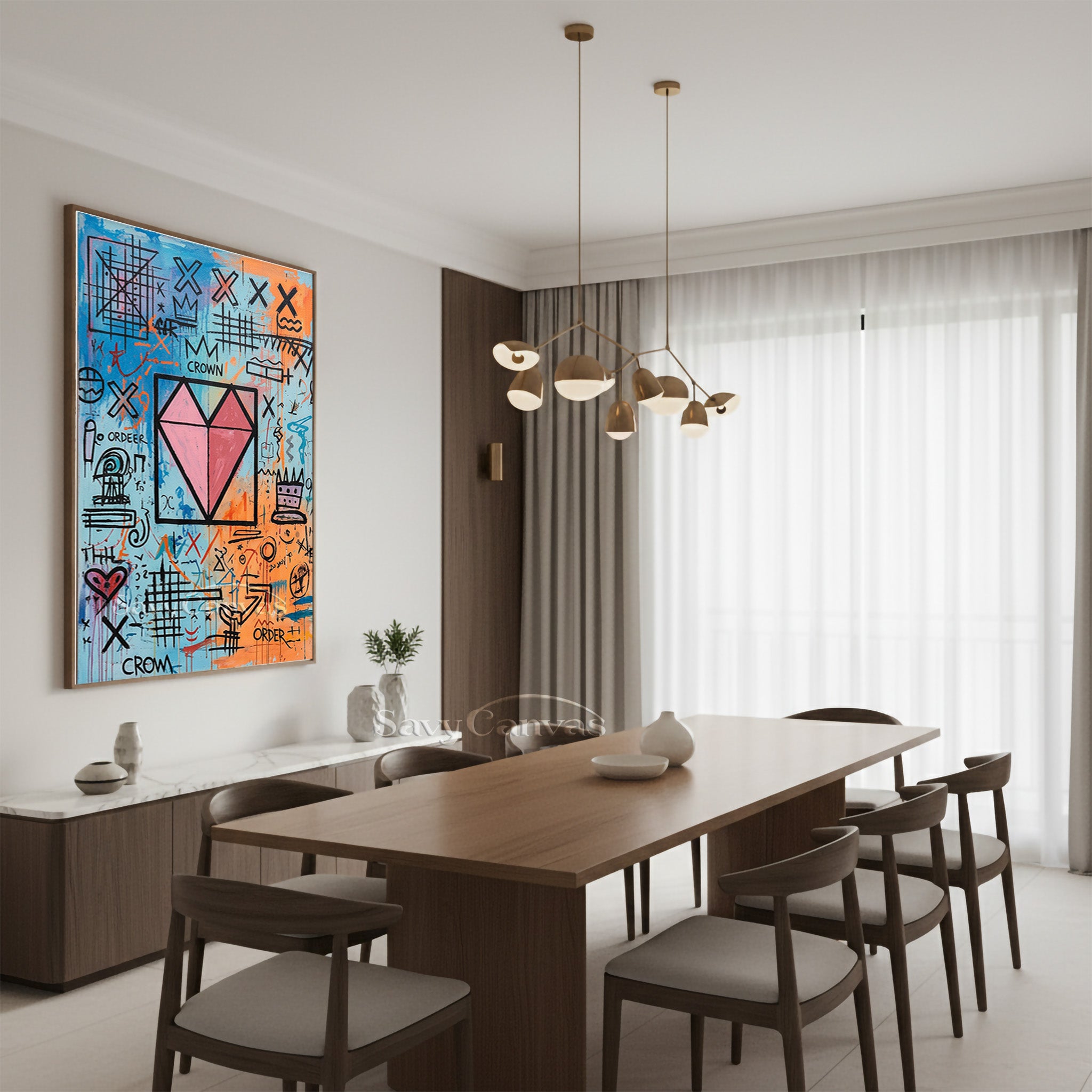 Street Art Crown & Heart Canvas Painting | Urban Pop Art Decor #SS 081