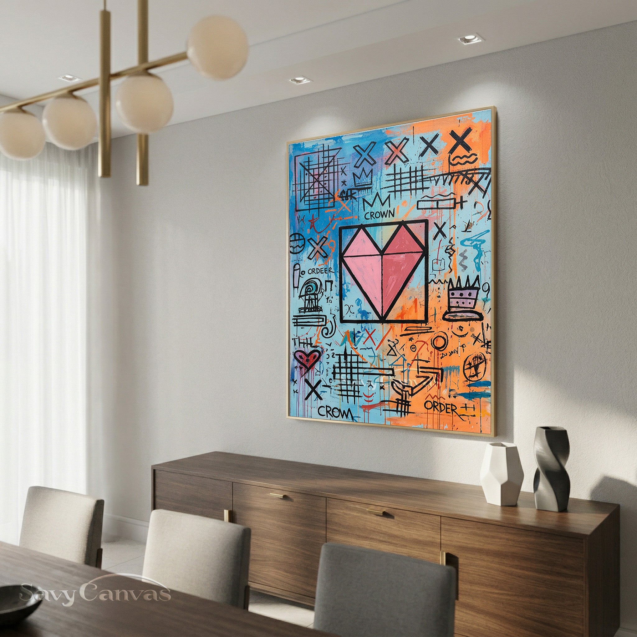 Street Art Crown & Heart Canvas Painting | Urban Pop Art Decor #SS 081