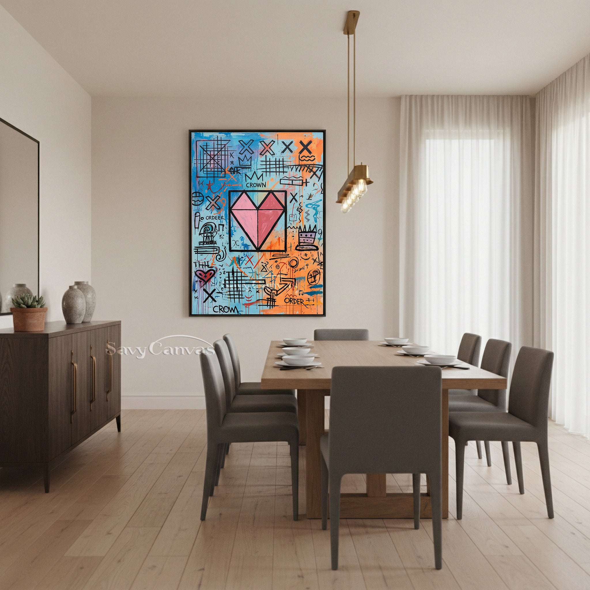 Street Art Crown & Heart Canvas Painting | Urban Pop Art Decor #SS 081