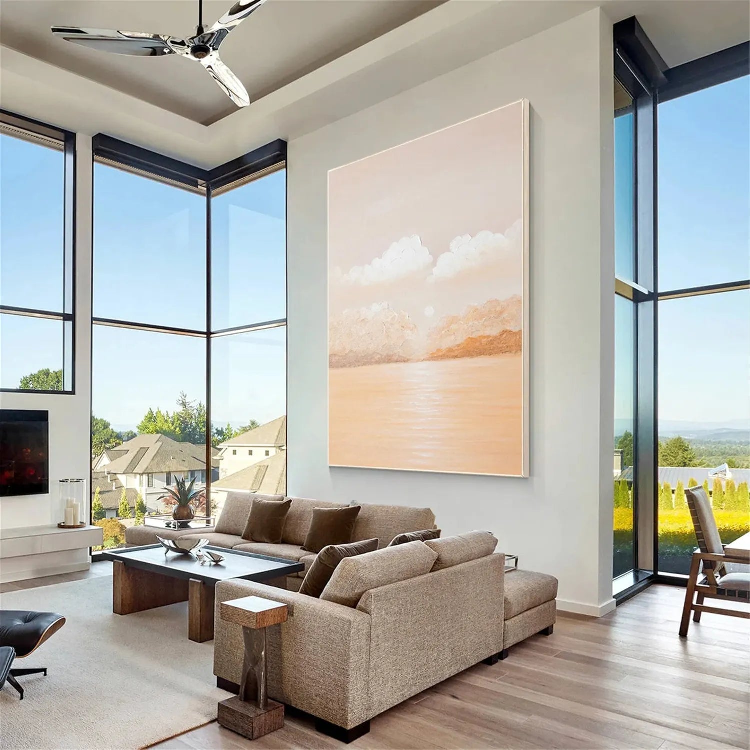 Tranquil Cloud and Sea Wall Art – Hand-Painted on Canvas # JJ 142