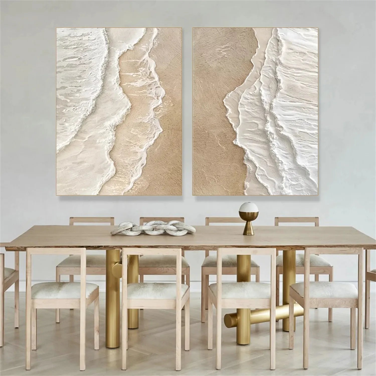 Textured Beige Coast Duo - Serene Minimalist Art