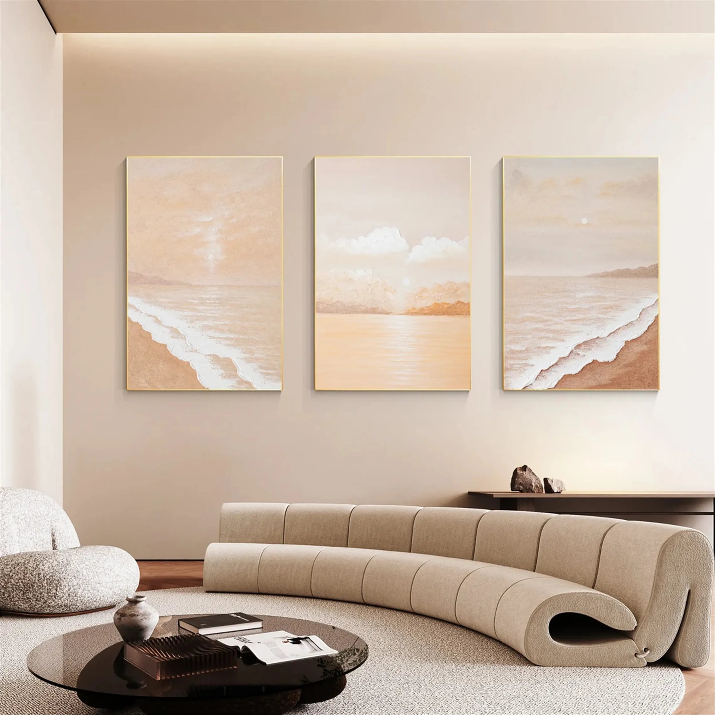 Handmade Soft Beige Beach - Abstract Coastal