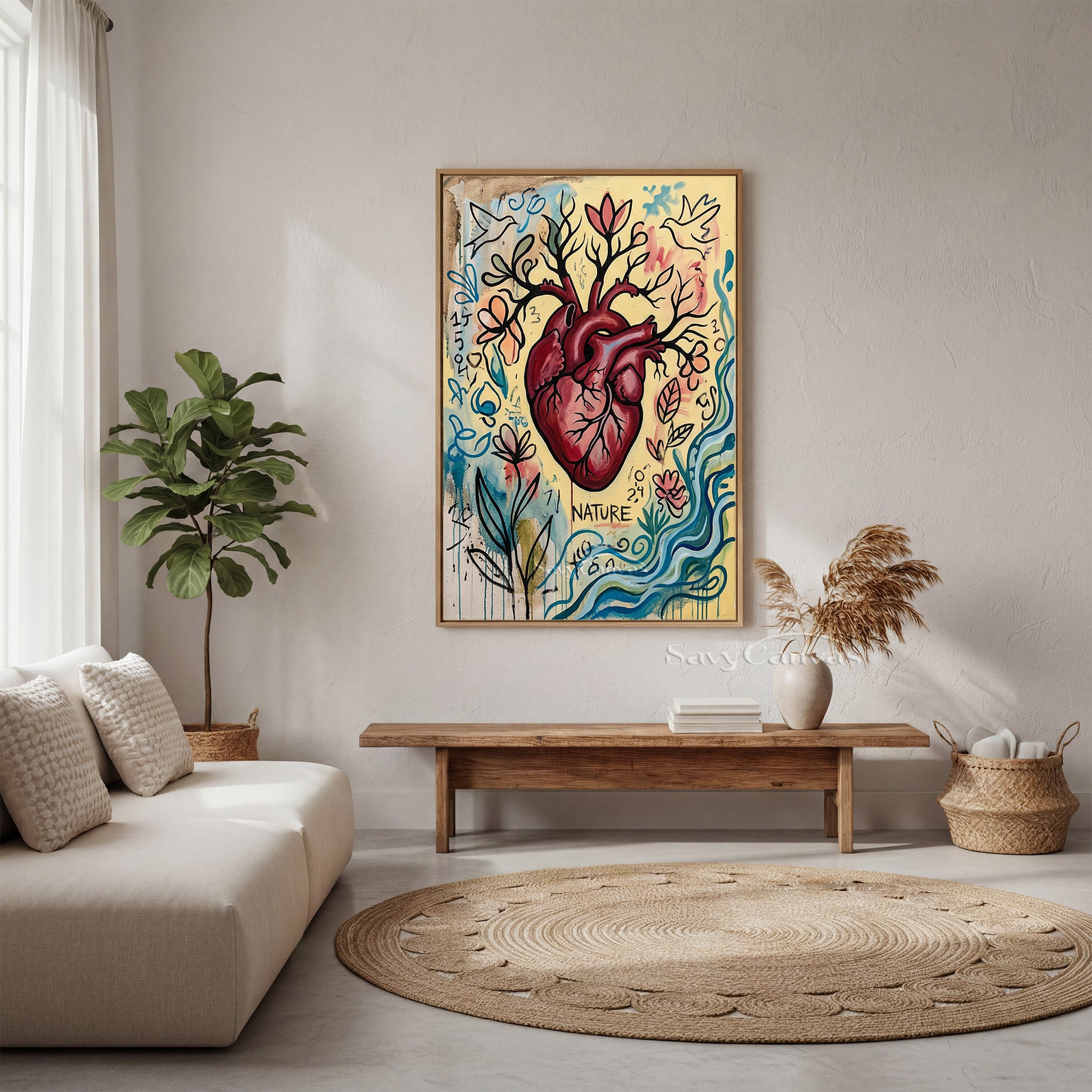 Heart Tree of Life Oil Painting - Modern Anatomy Nature Wall Art #SS 083
