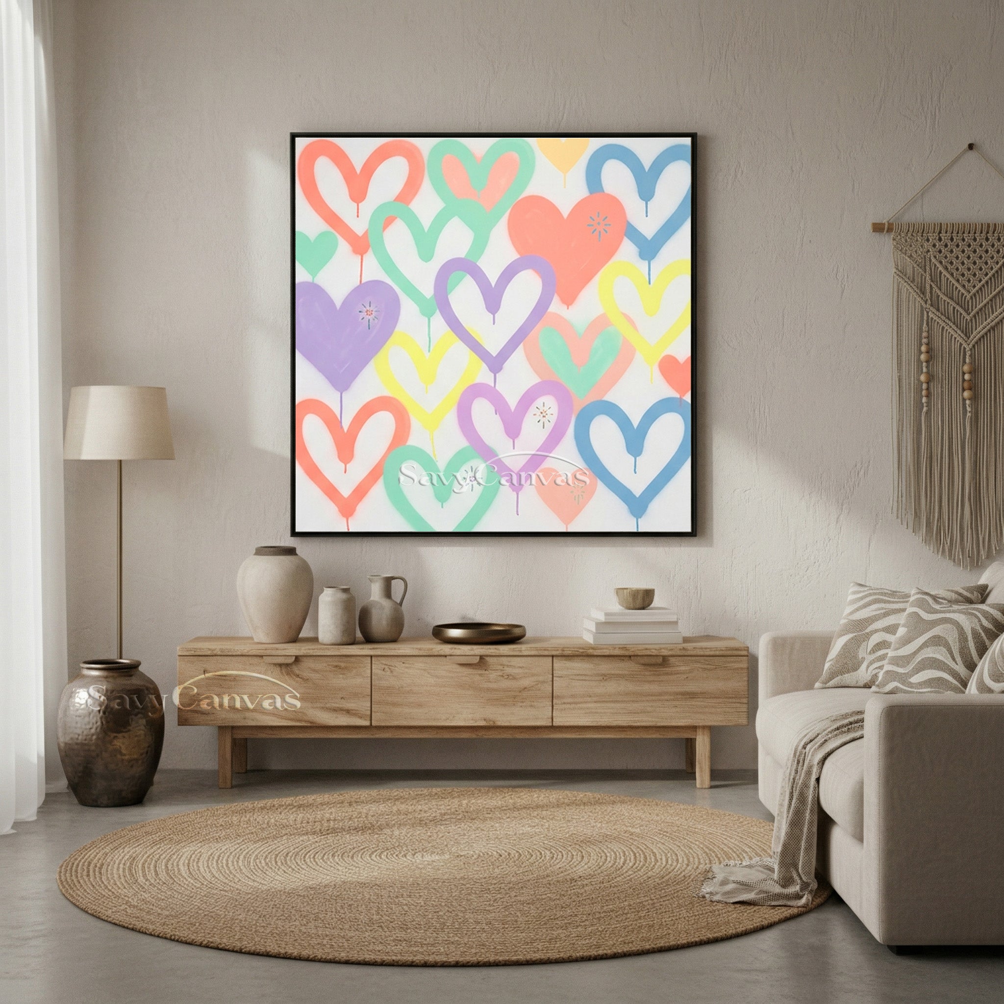 Colorful Heart Drip Wall Art | Modern Abstract Canvas Painting #SS 123