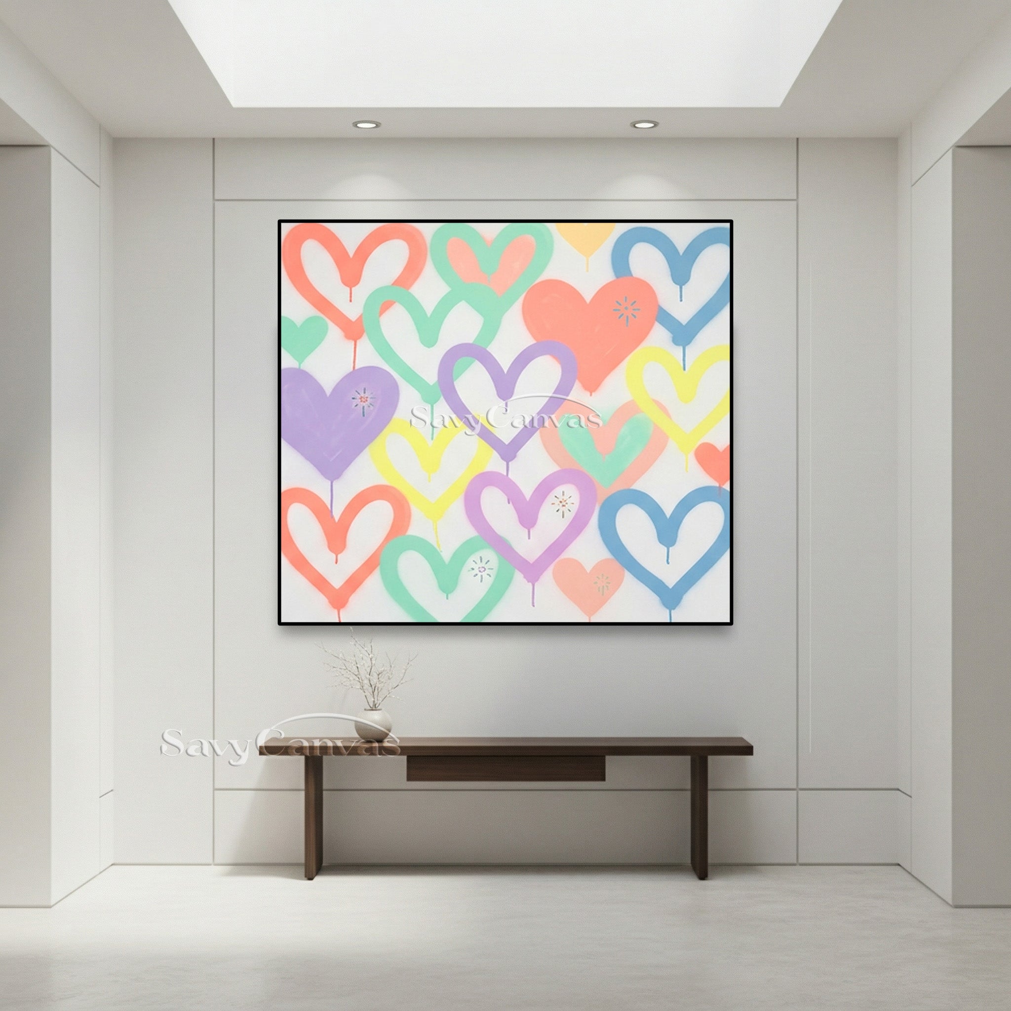 Colorful Heart Drip Wall Art | Modern Abstract Canvas Painting #SS 123