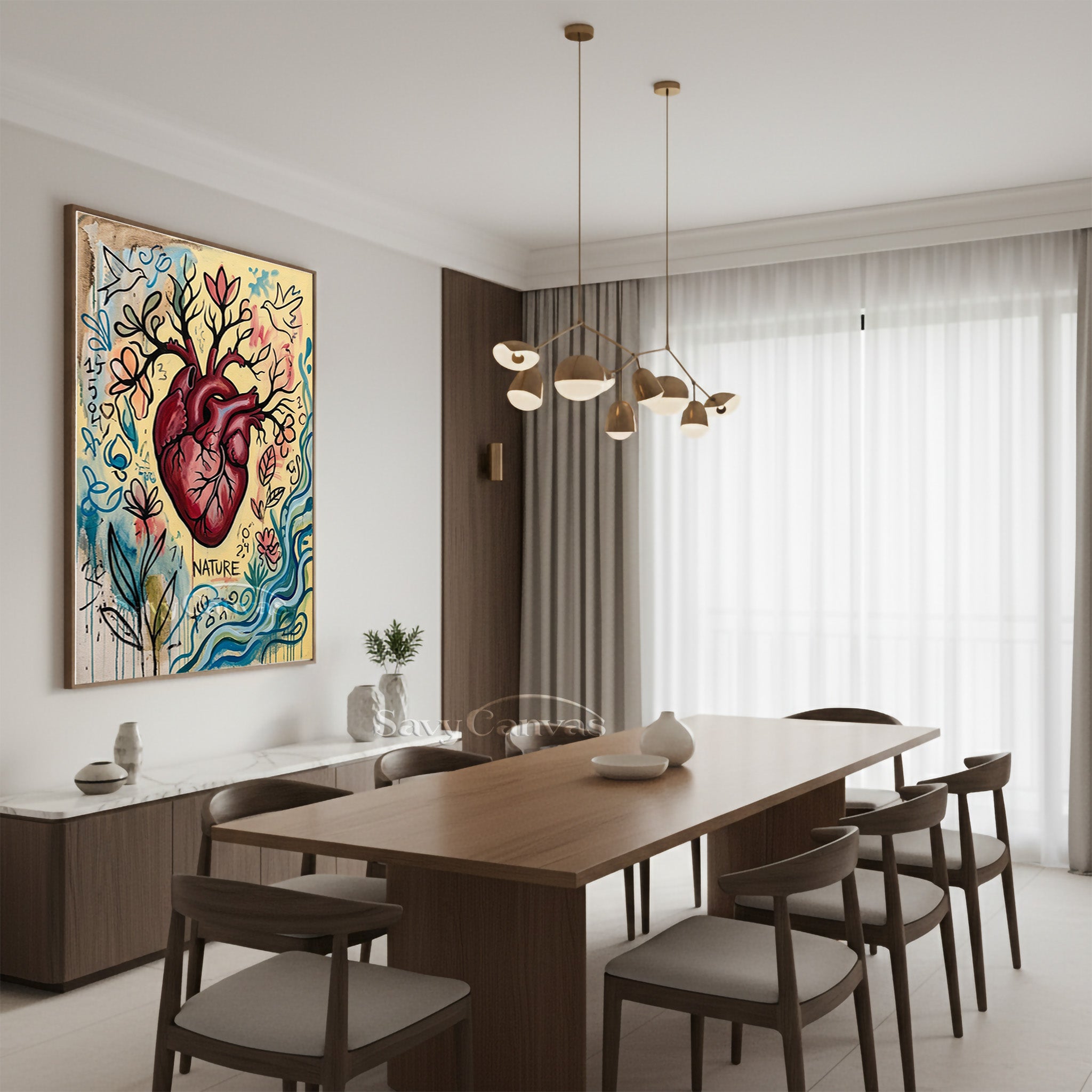 Heart Tree of Life Oil Painting - Modern Anatomy Nature Wall Art #SS 083