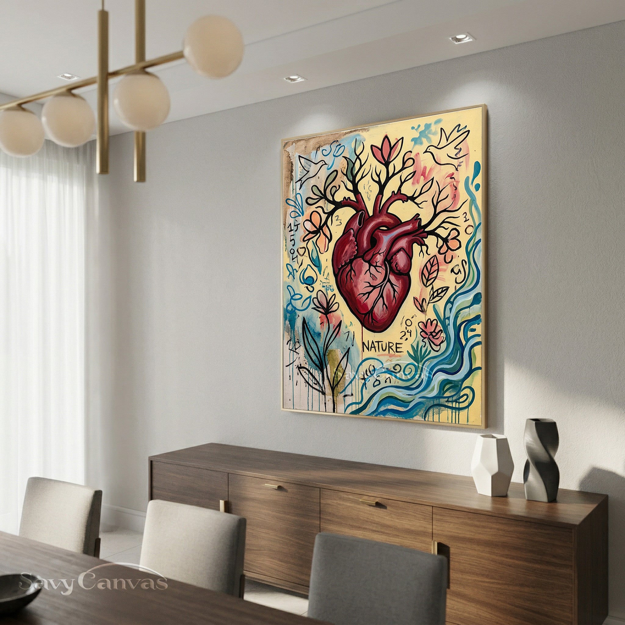 Heart Tree of Life Oil Painting - Modern Anatomy Nature Wall Art #SS 083