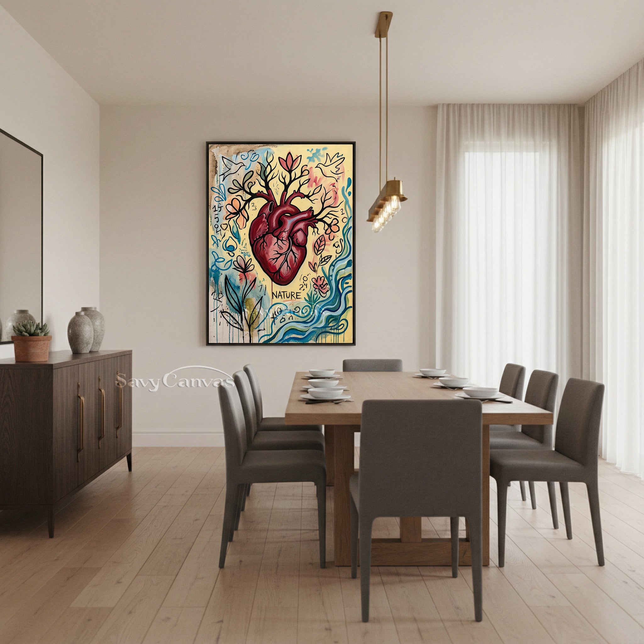 Heart Tree of Life Oil Painting - Modern Anatomy Nature Wall Art #SS 083