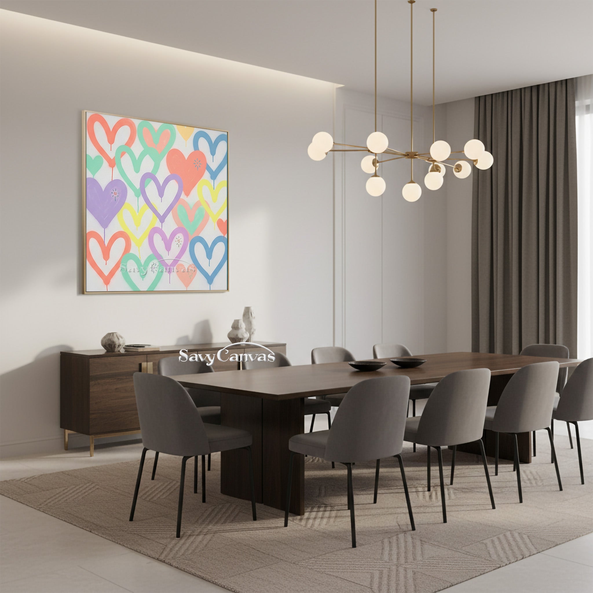 Colorful Heart Drip Wall Art | Modern Abstract Canvas Painting #SS 123