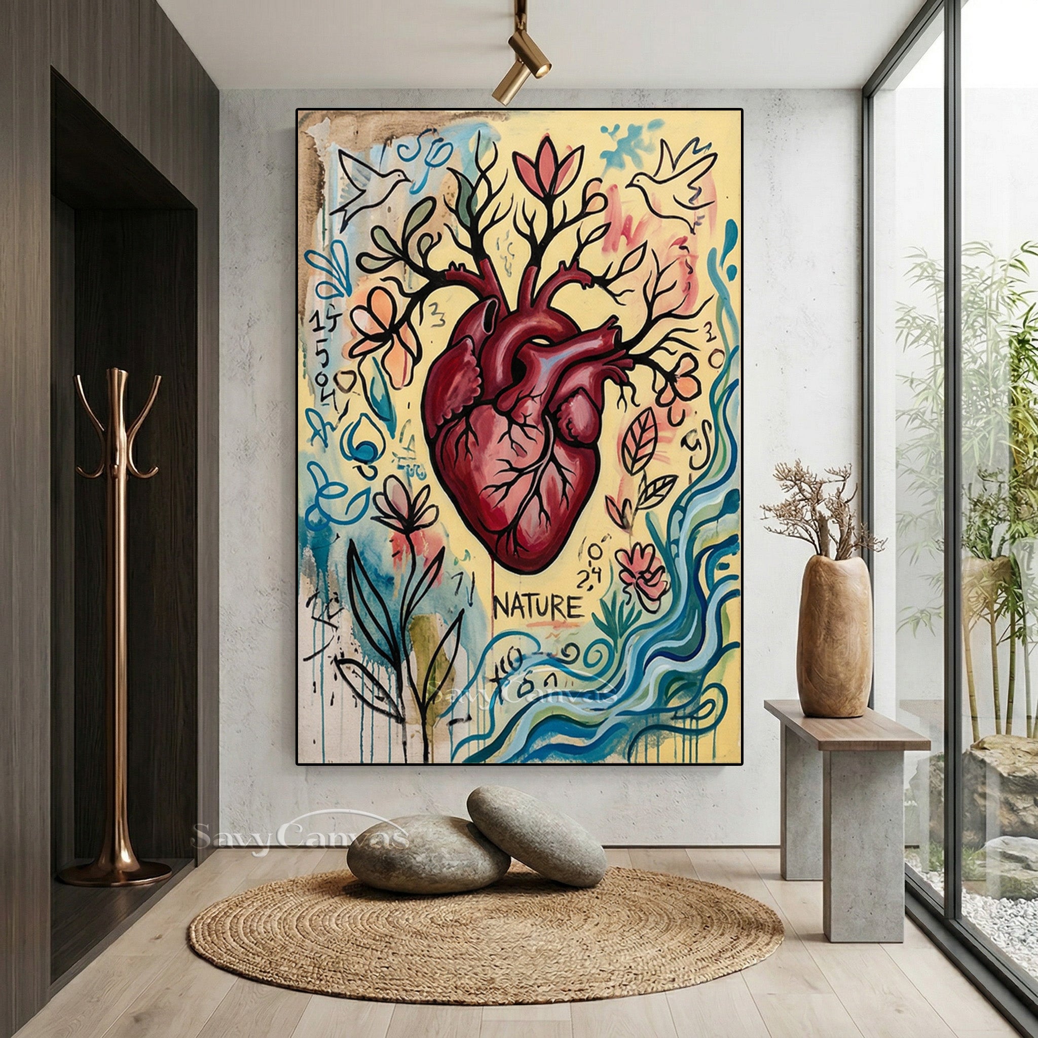 Heart Tree of Life Oil Painting - Modern Anatomy Nature Wall Art #SS 083