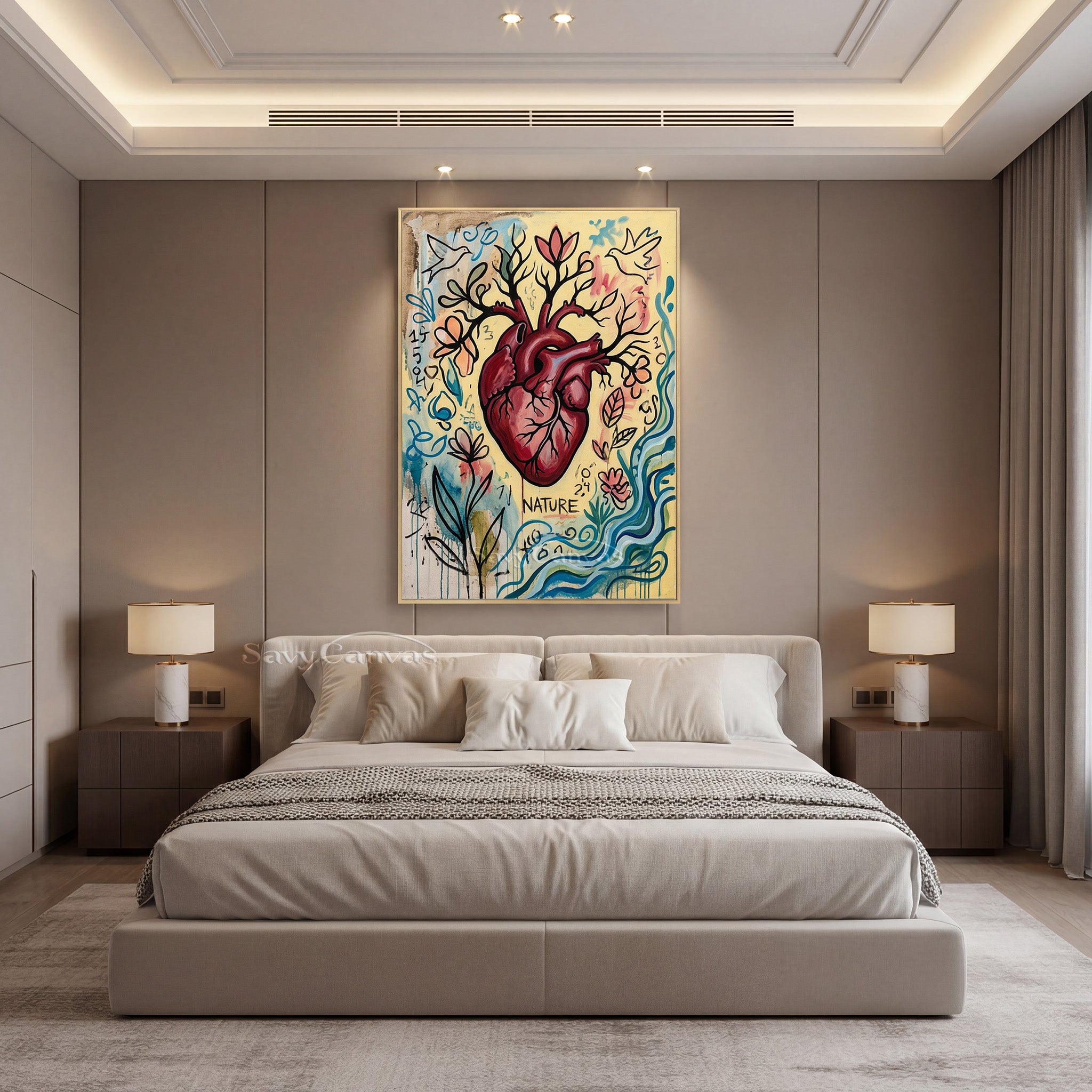 Heart Tree of Life Oil Painting - Modern Anatomy Nature Wall Art #SS 083