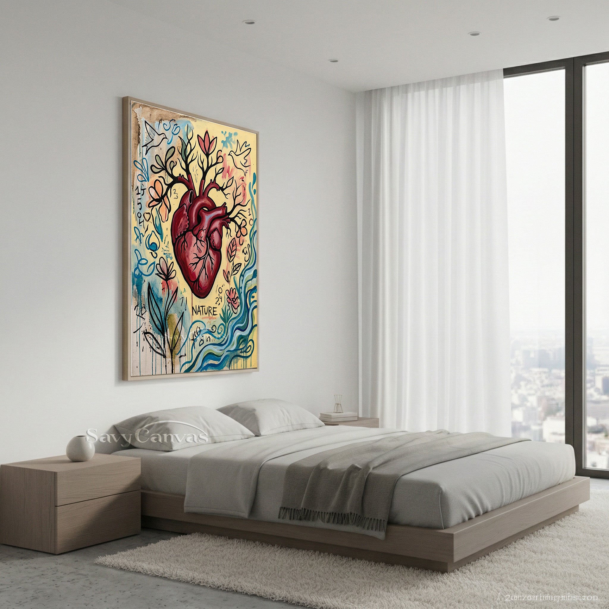 Heart Tree of Life Oil Painting - Modern Anatomy Nature Wall Art #SS 083