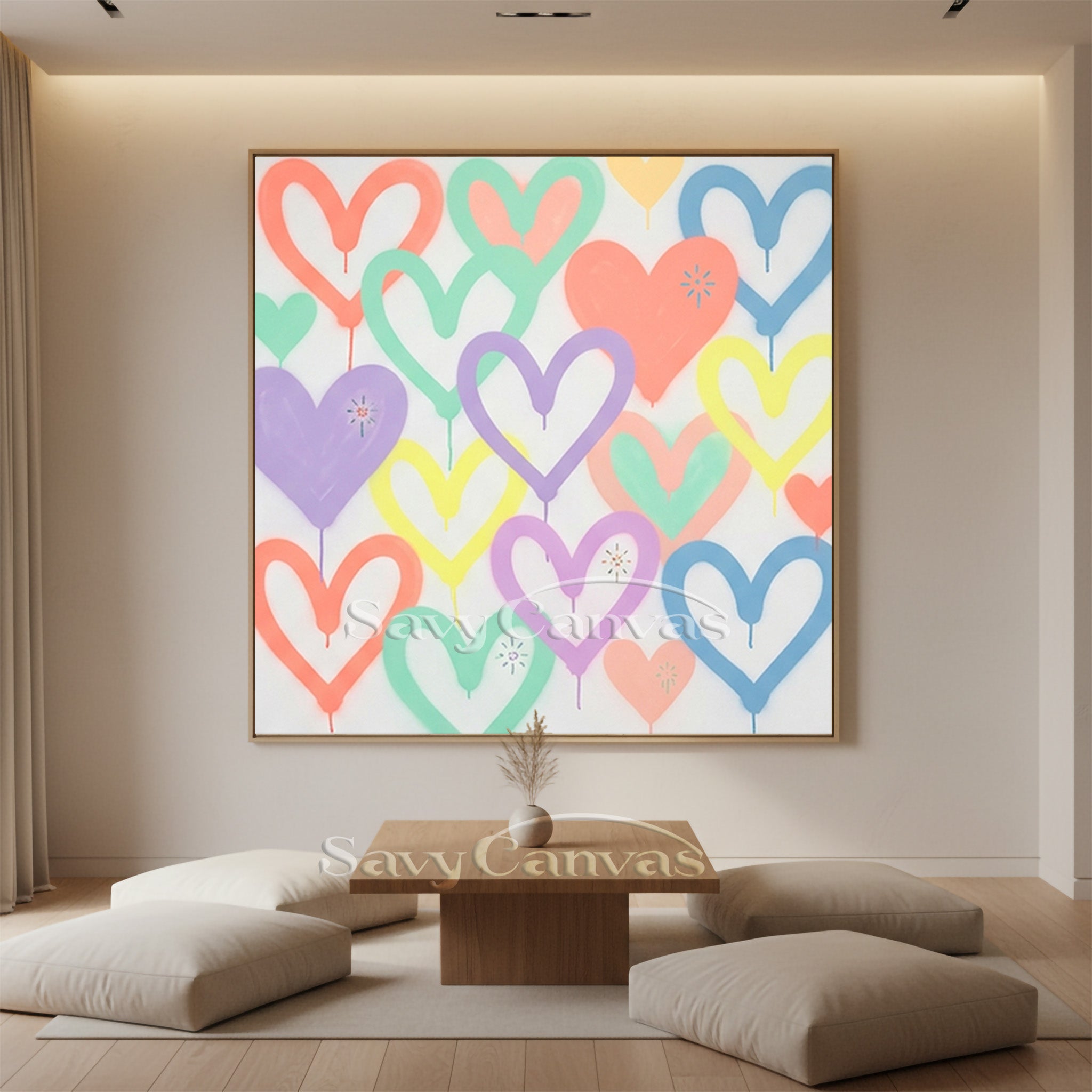 Colorful Heart Drip Wall Art | Modern Abstract Canvas Painting #SS 123