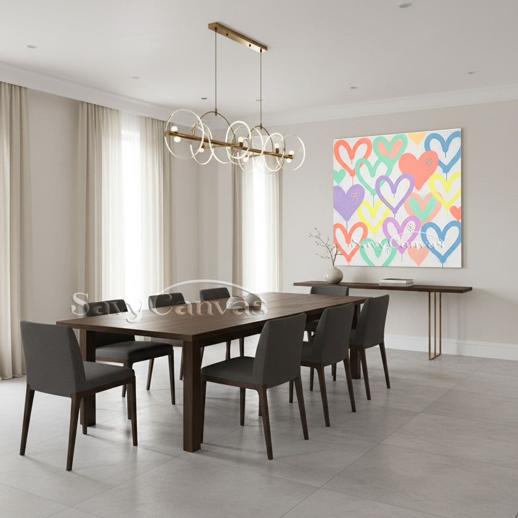 Colorful Heart Drip Wall Art | Modern Abstract Canvas Painting #SS 123