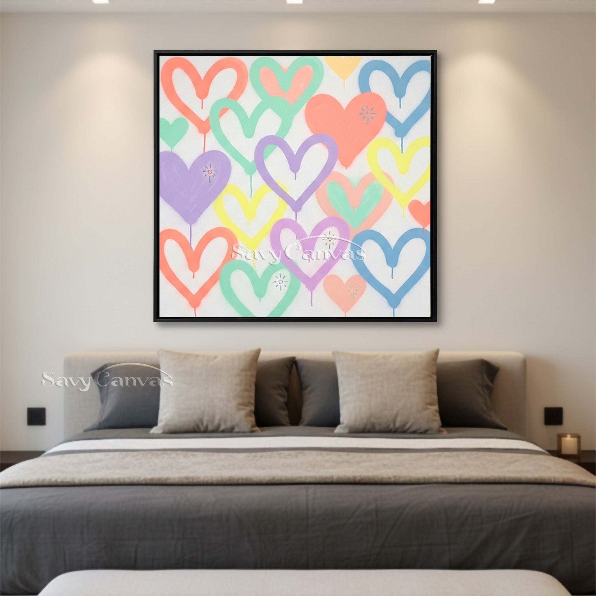 Colorful Heart Drip Wall Art | Modern Abstract Canvas Painting #SS 123