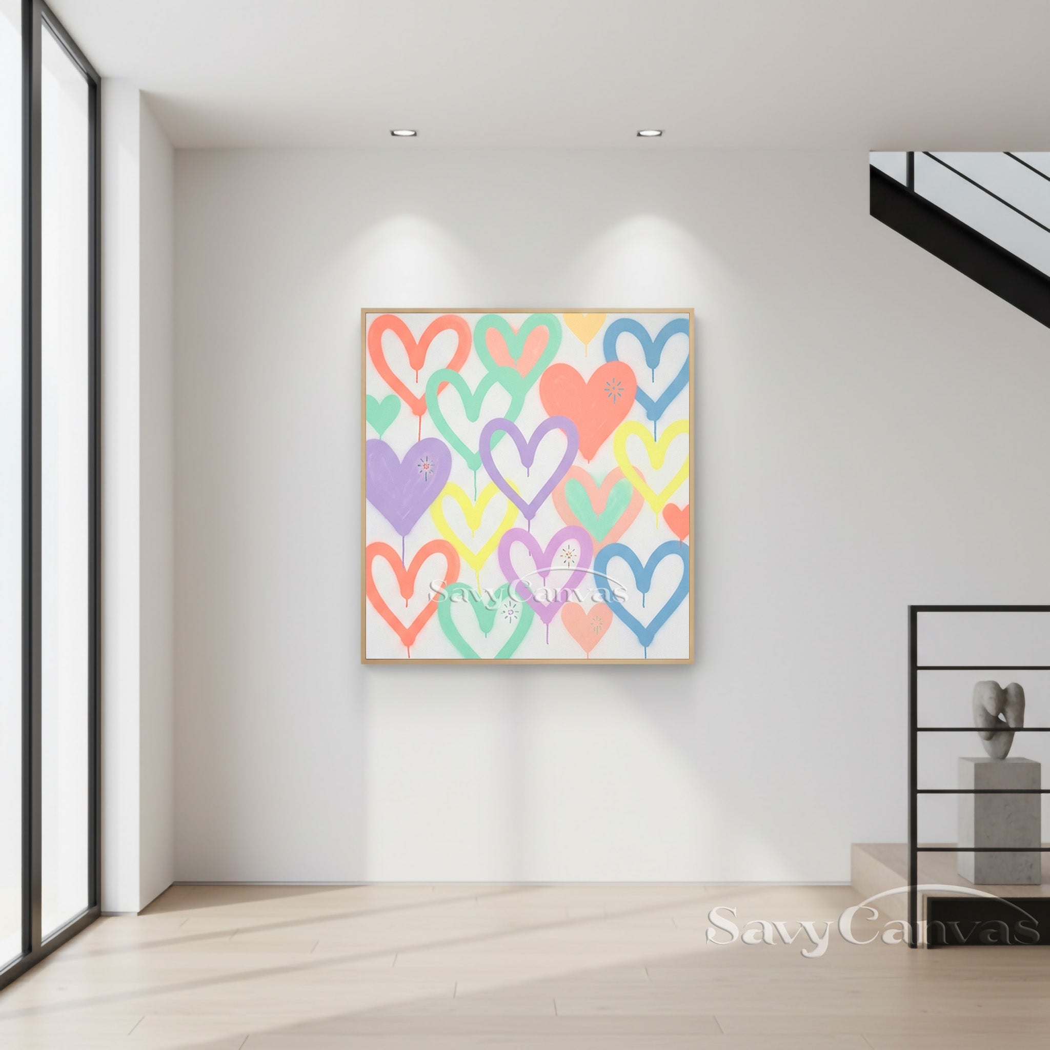 Colorful Heart Drip Wall Art | Modern Abstract Canvas Painting #SS 123