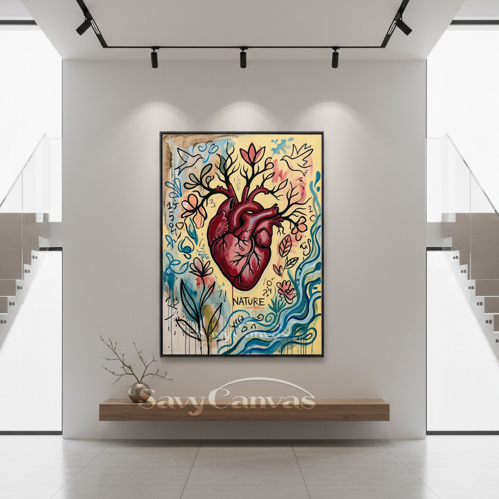 Heart Tree of Life Oil Painting - Modern Anatomy Nature Wall Art #SS 083