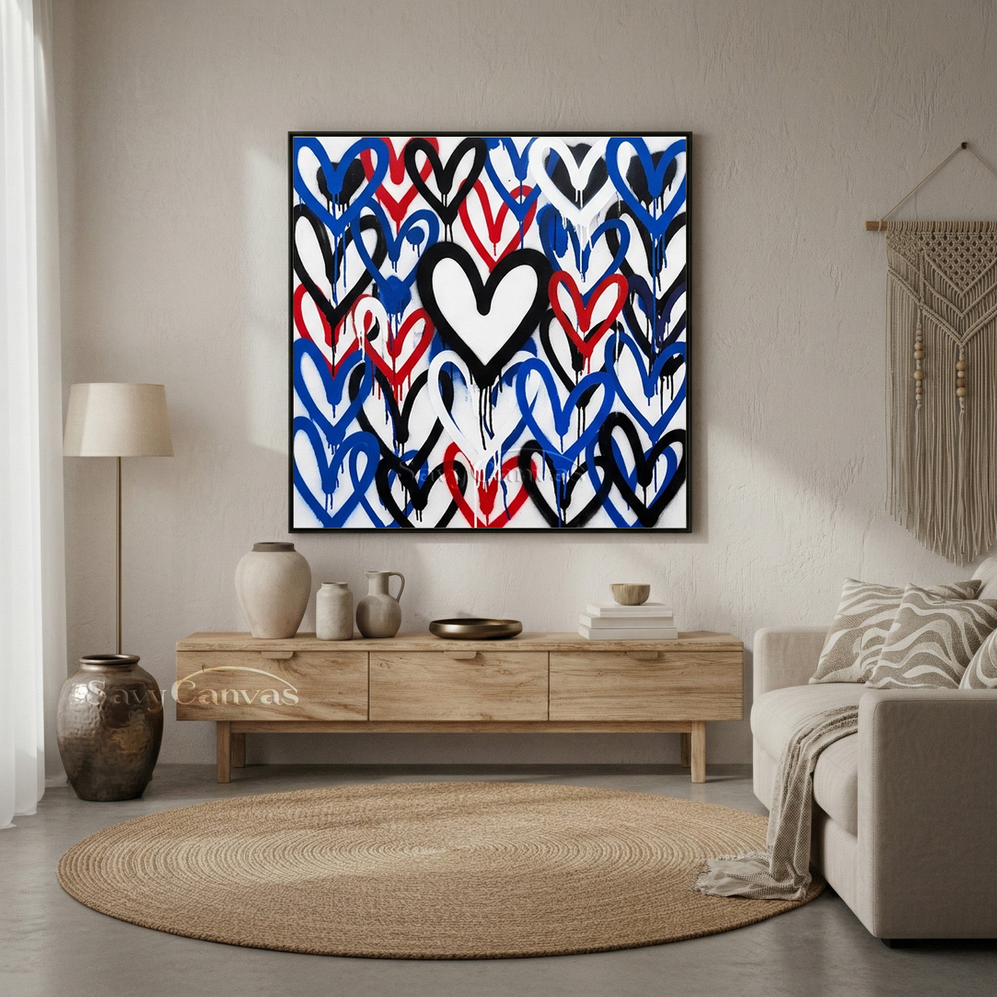 Urban Graffiti Heart Canvas Art | Modern Street Style Oil Painting #SS 124