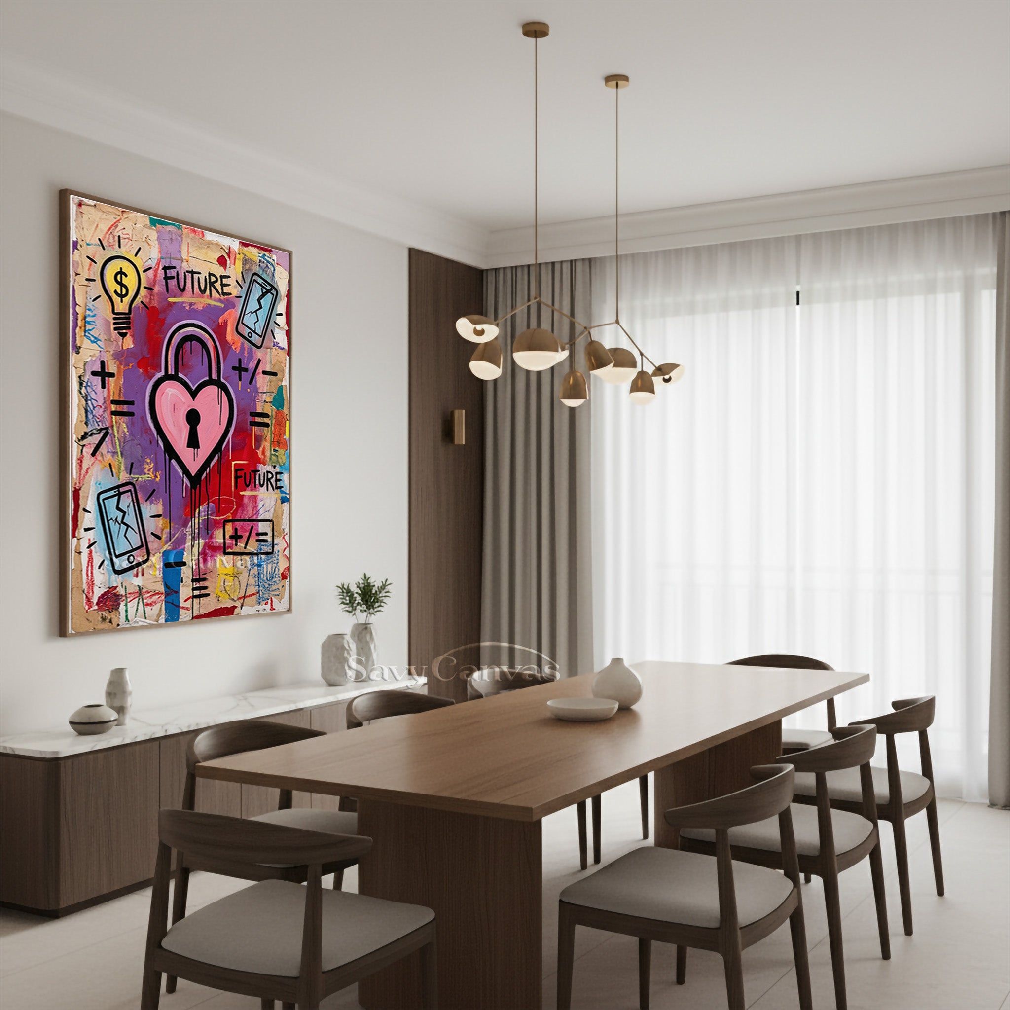 Modern Heart Padlock Graffiti Street Art Canvas Painting #SS 084