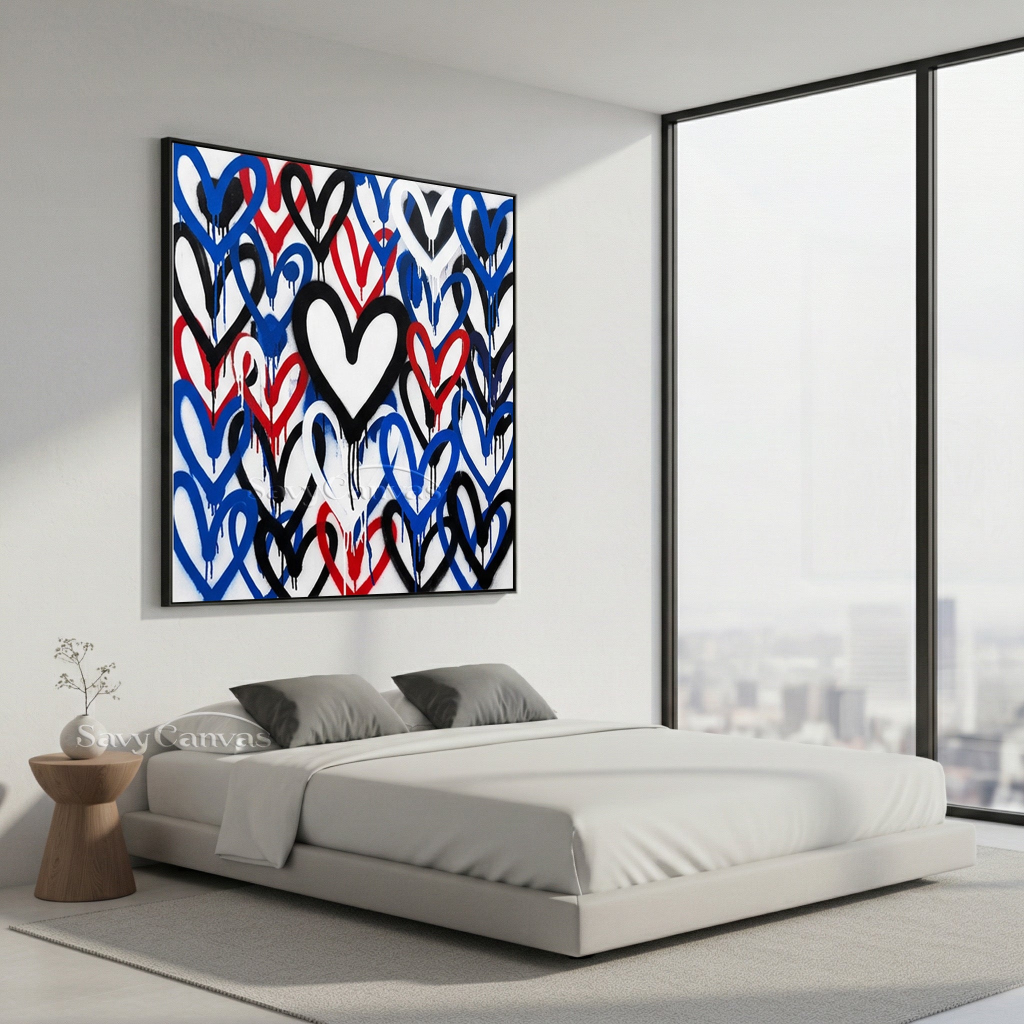 Urban Graffiti Heart Canvas Art | Modern Street Style Oil Painting #SS 124