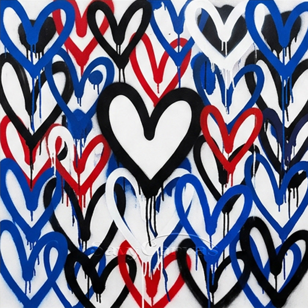 Urban Graffiti Heart Canvas Art | Modern Street Style Oil Painting #SS 124