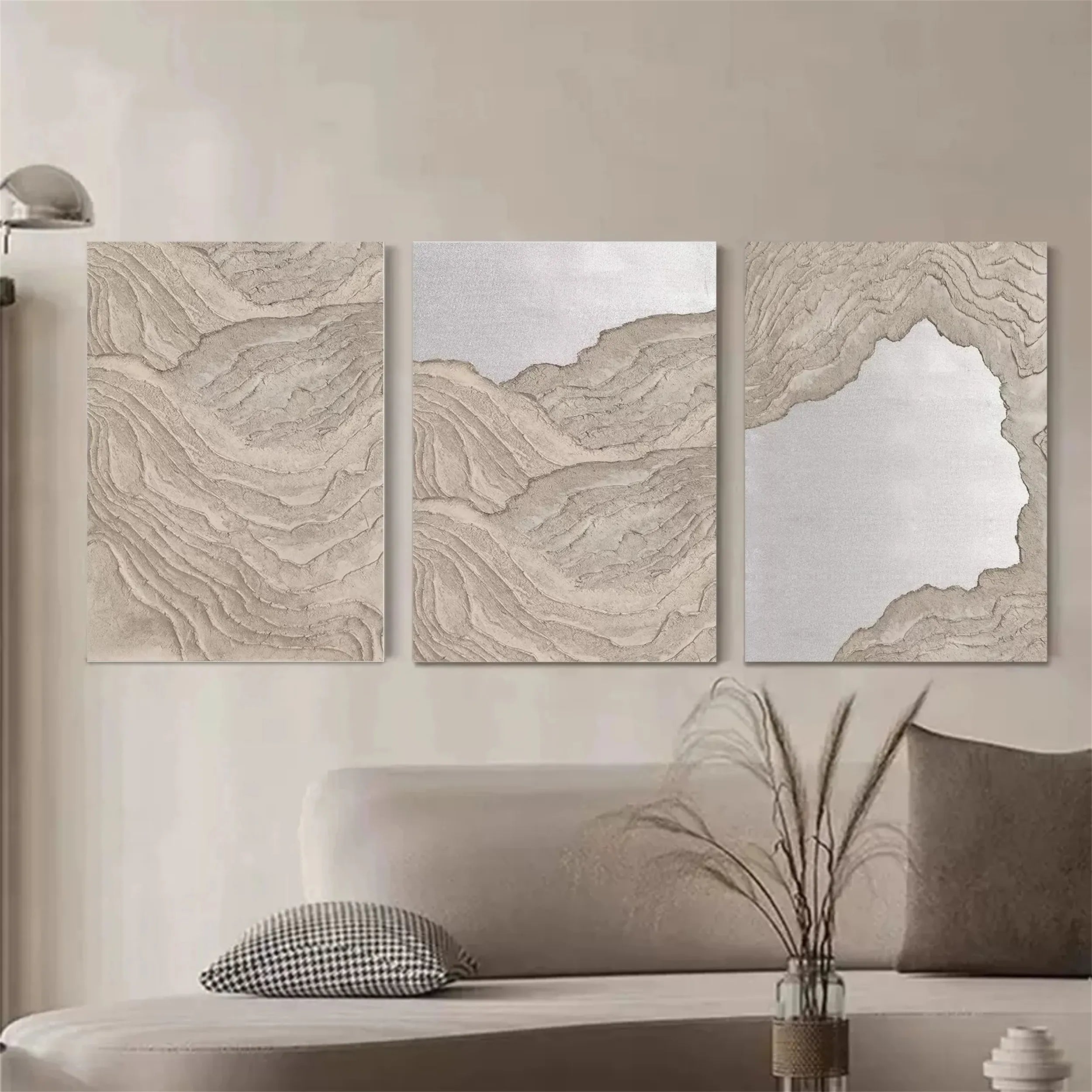 Large Wall Art Set of 3 Beach Art -Abstract Coastal Painting  #JJ 282