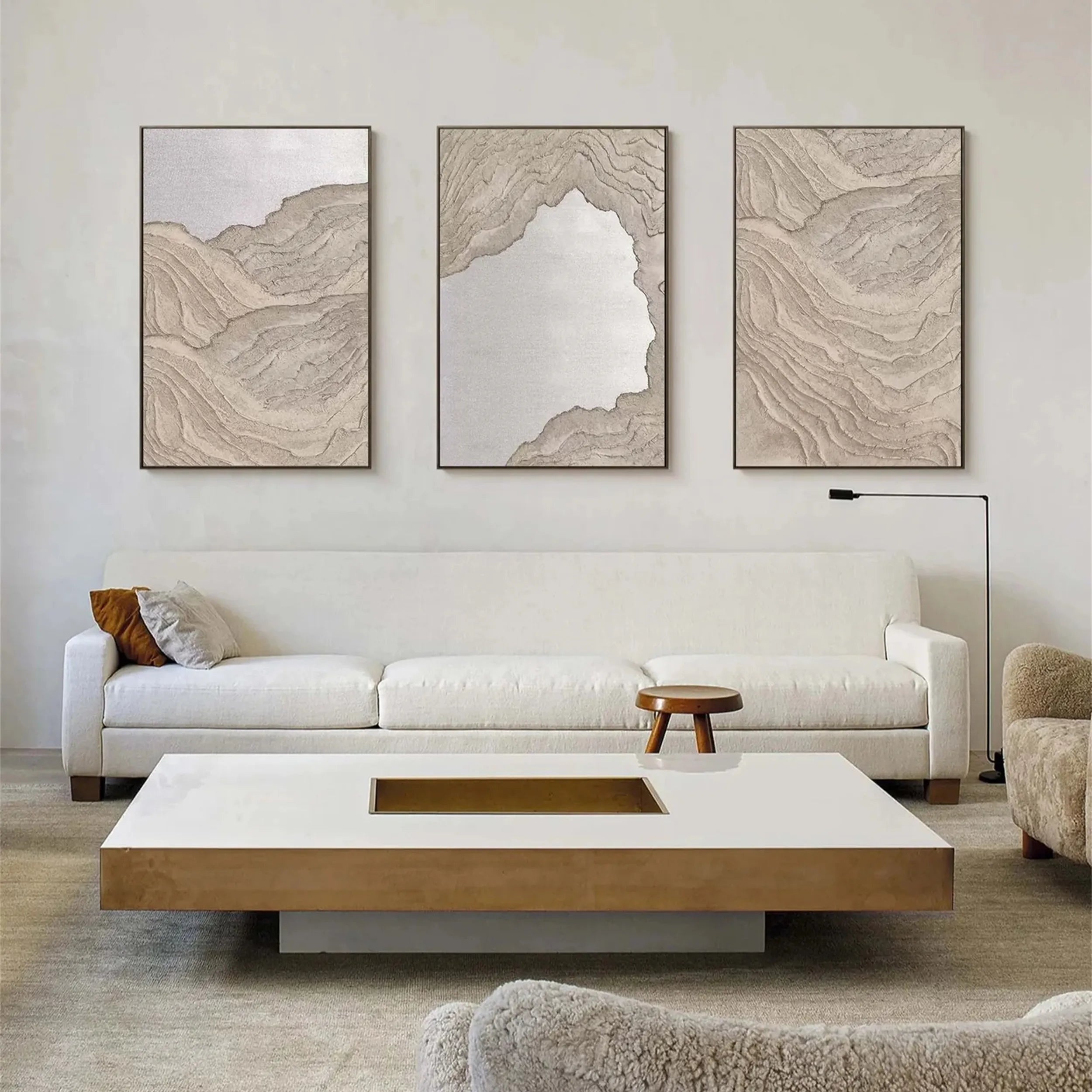Large Wall Art Set of 3 Beach Art -Abstract Coastal Painting  #JJ 282