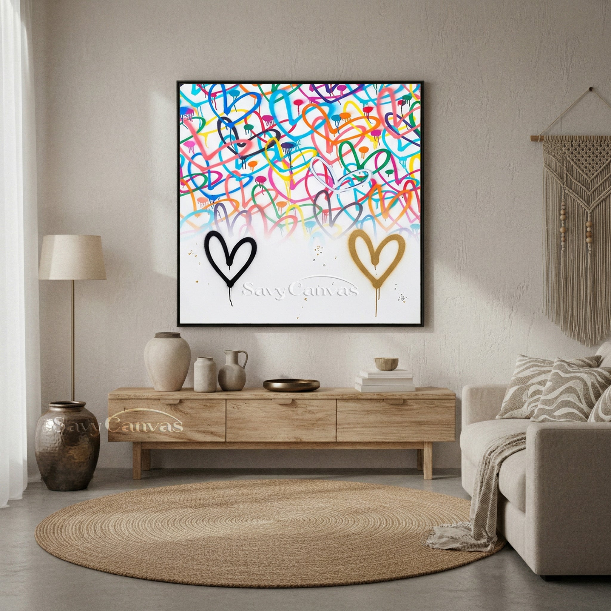 Artistic Heart Pattern Wall Decor | Dreamy Pastel Canvas Art #SS 125