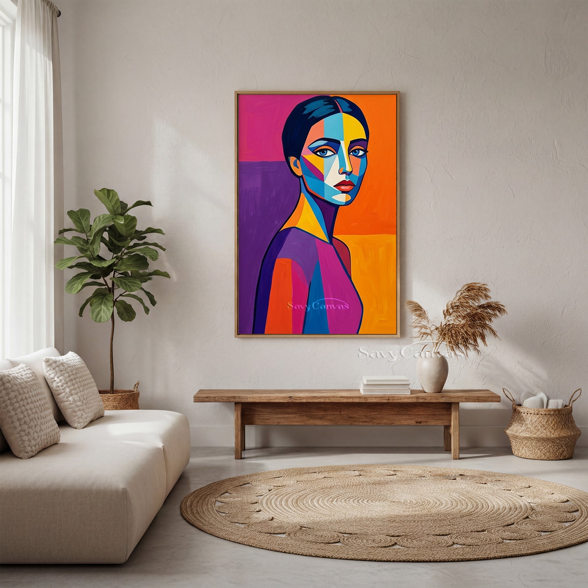 Colorful Pop Art Female Portrait | Handmade Canvas Wall Art #SS 159