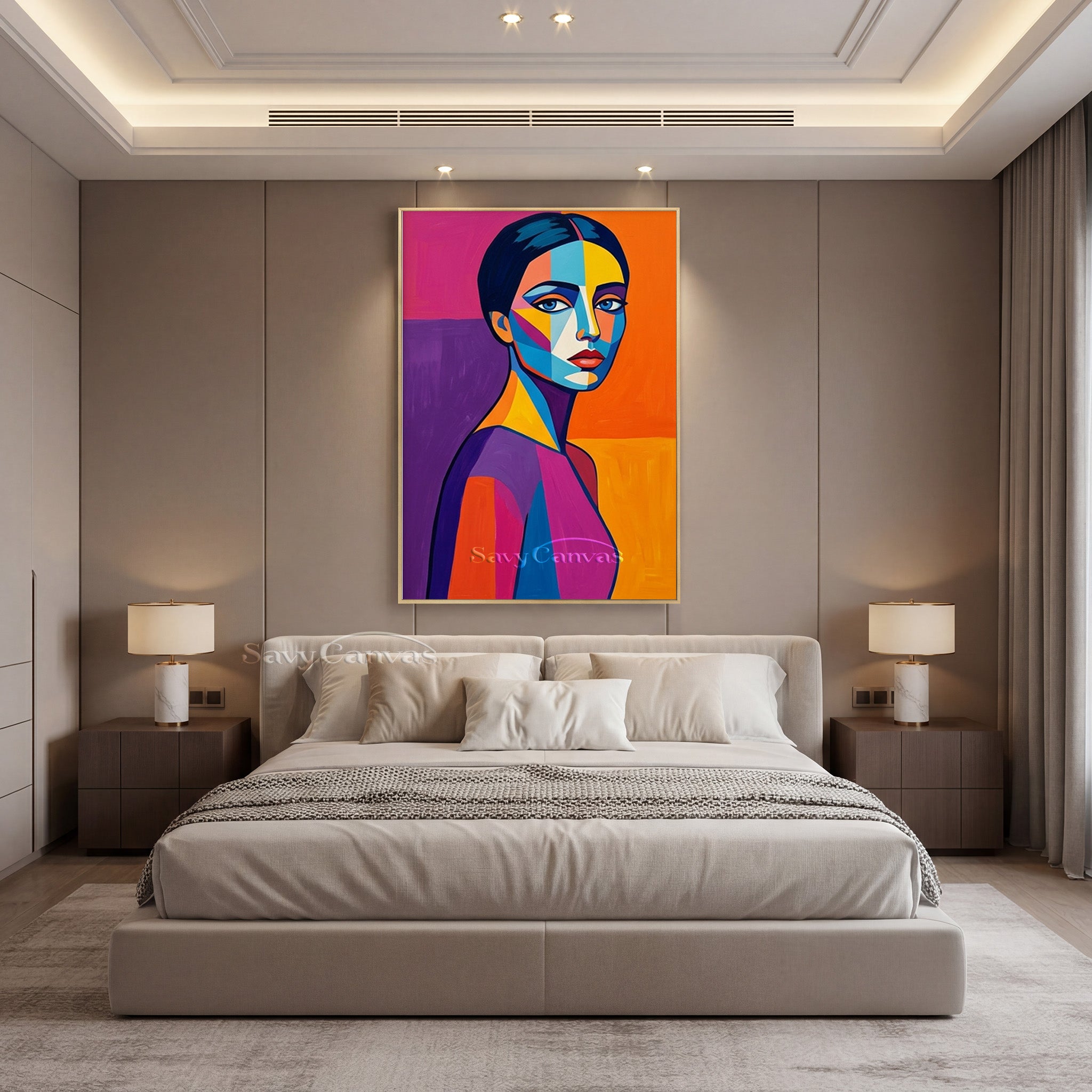 Colorful Pop Art Female Portrait | Handmade Canvas Wall Art #SS 159