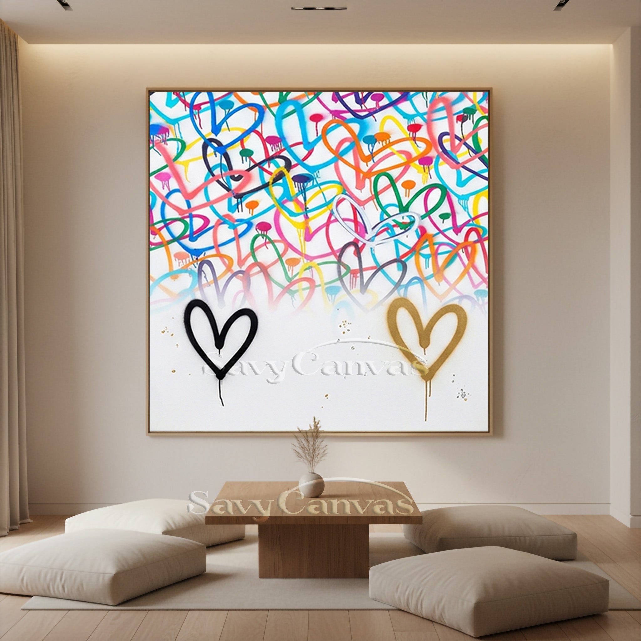 Artistic Heart Pattern Wall Decor | Dreamy Pastel Canvas Art #SS 125