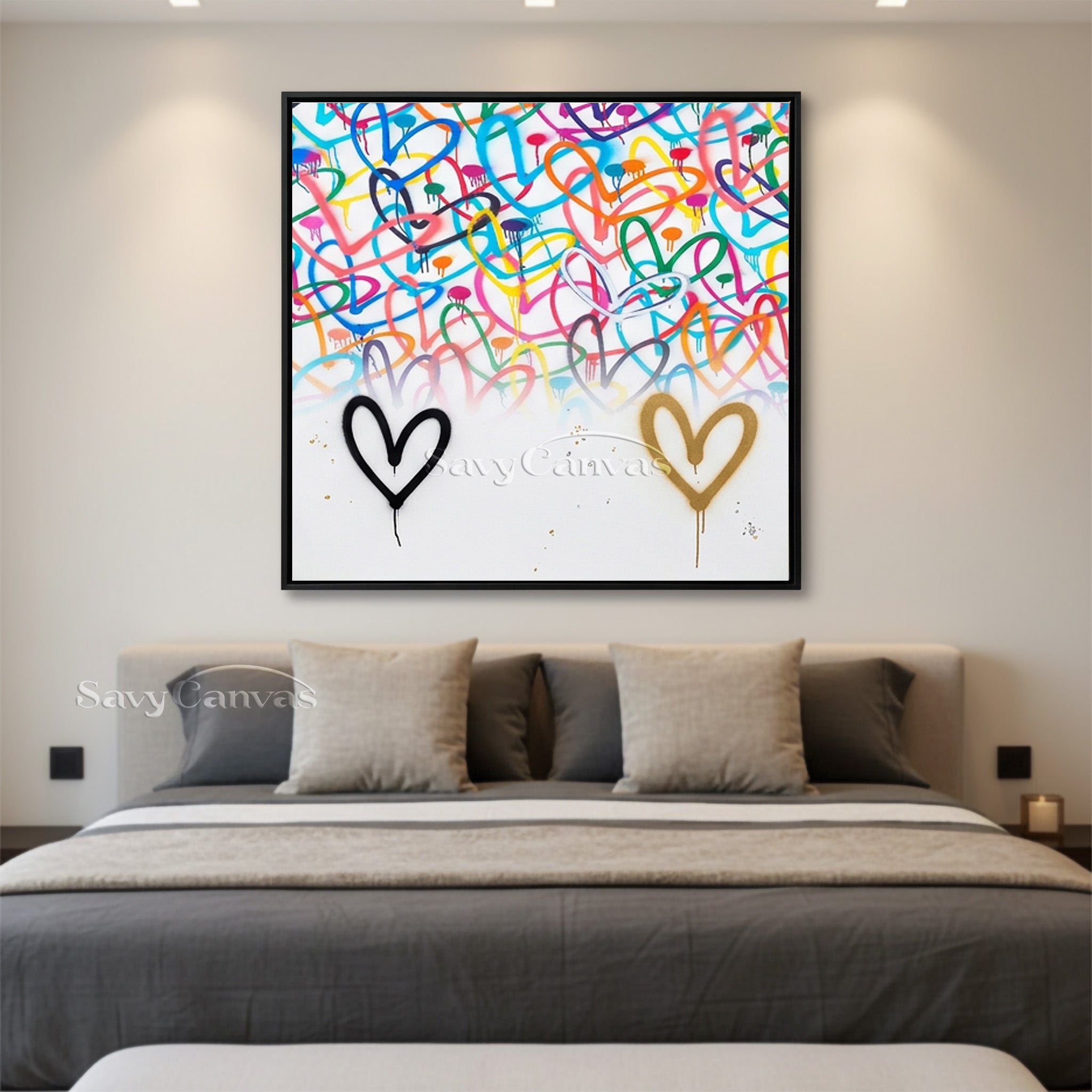 Artistic Heart Pattern Wall Decor | Dreamy Pastel Canvas Art #SS 125