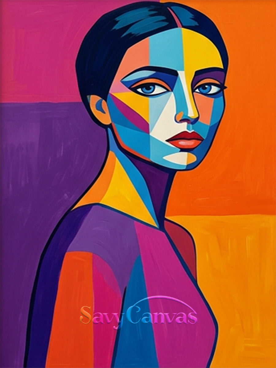 Colorful Pop Art Female Portrait | Handmade Canvas Wall Art #SS 159