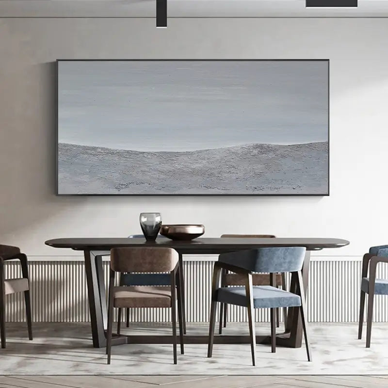 Modern Minimalist Grey Sea Painting Wall Art- Ocean Wall Decor Canvas #JJ 253
