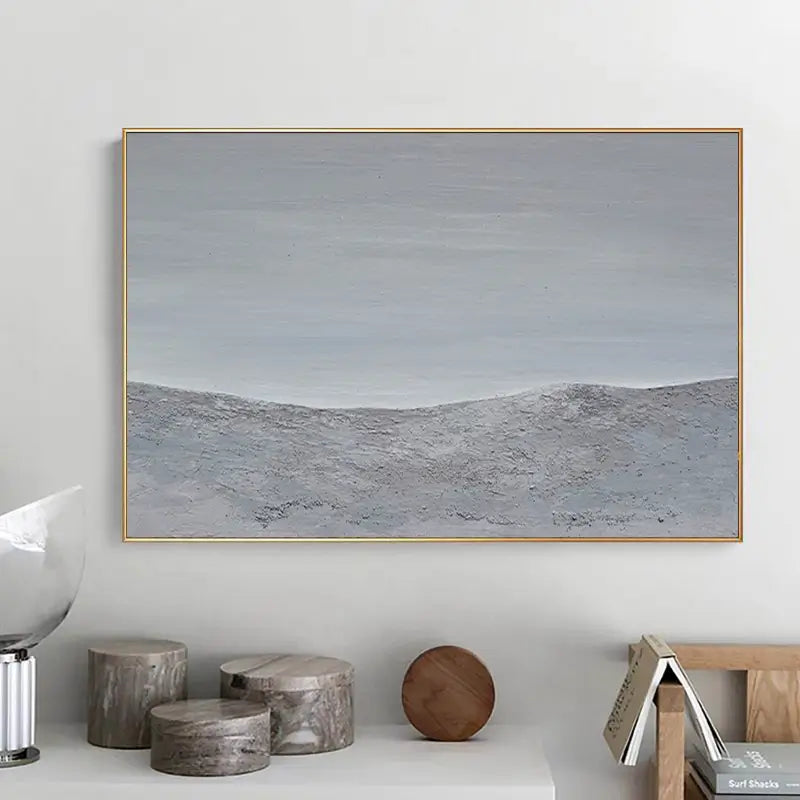 Modern Minimalist Grey Sea Painting Wall Art- Ocean Wall Decor Canvas #JJ 253