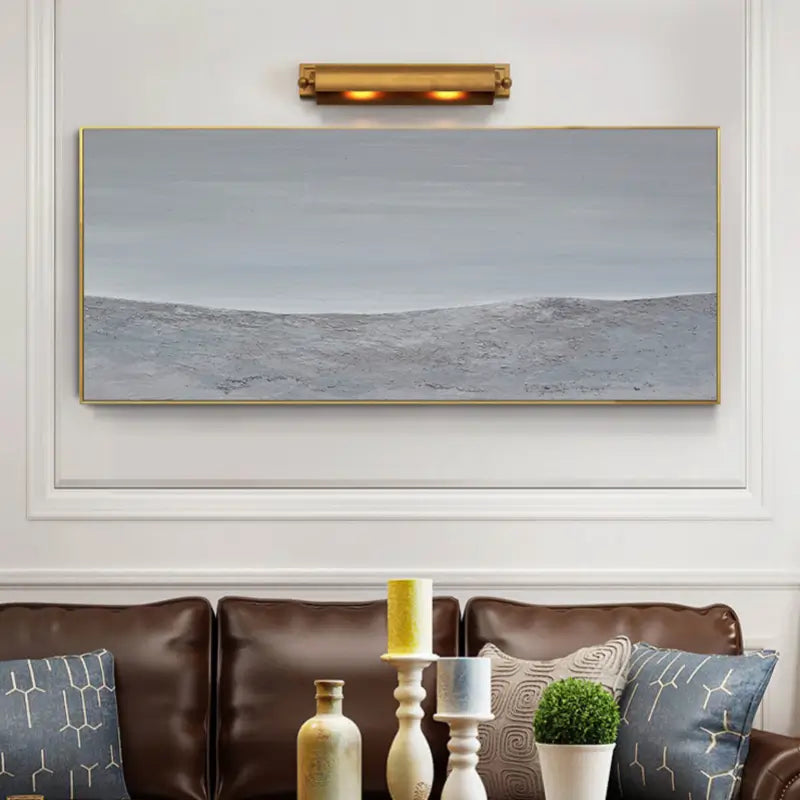 Modern Minimalist Grey Sea Painting Wall Art- Ocean Wall Decor Canvas #JJ 253