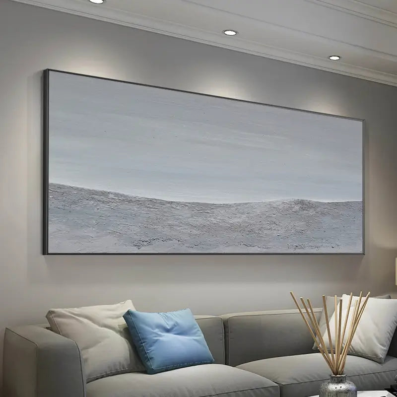 Modern Minimalist Grey Sea Painting Wall Art- Ocean Wall Decor Canvas #JJ 253