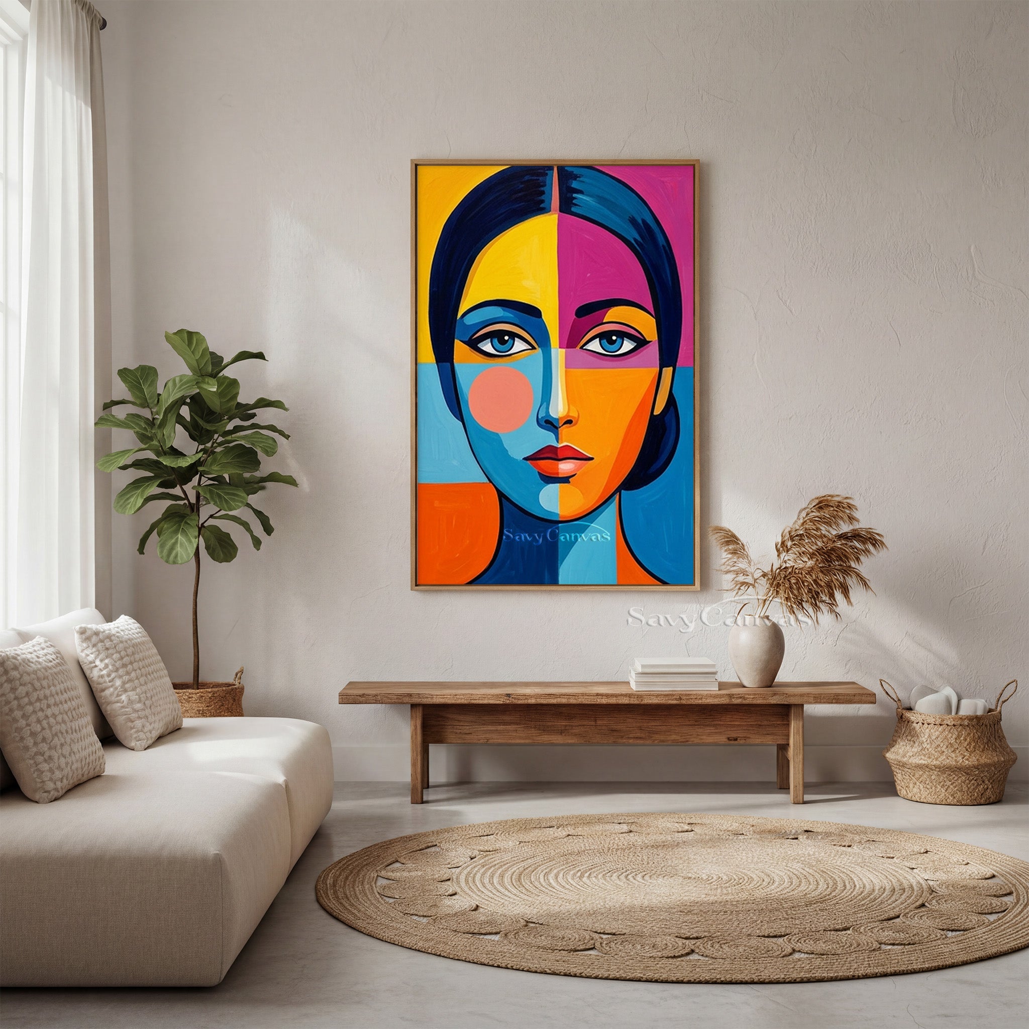 Modern Pop Art Portrait - Colorful Hand-Painted Oil Painting #SS 160