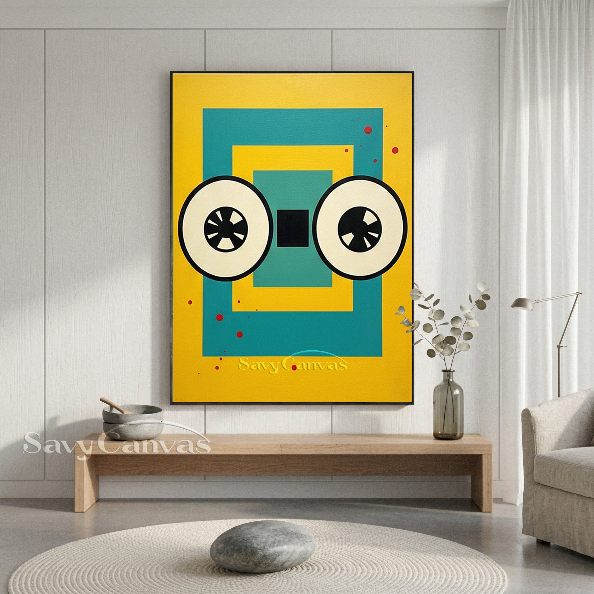 Modern Geometric Pop Art Canvas | Retro Cassette Eyes Wall Decor #SS 086