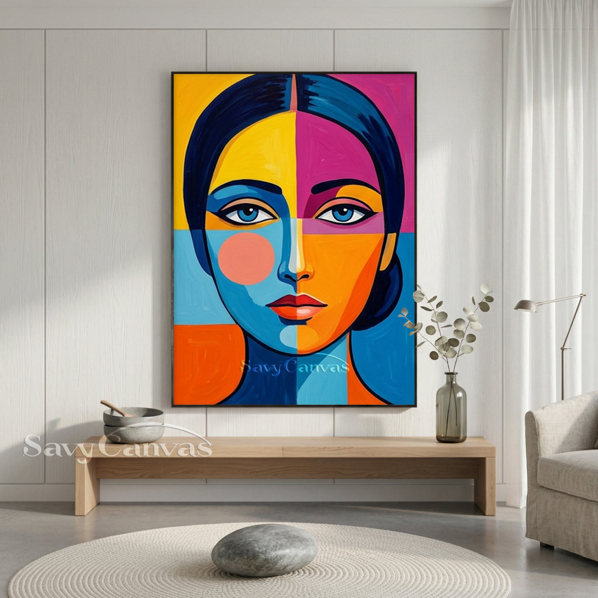 Modern Pop Art Portrait - Colorful Hand-Painted Oil Painting #SS 160