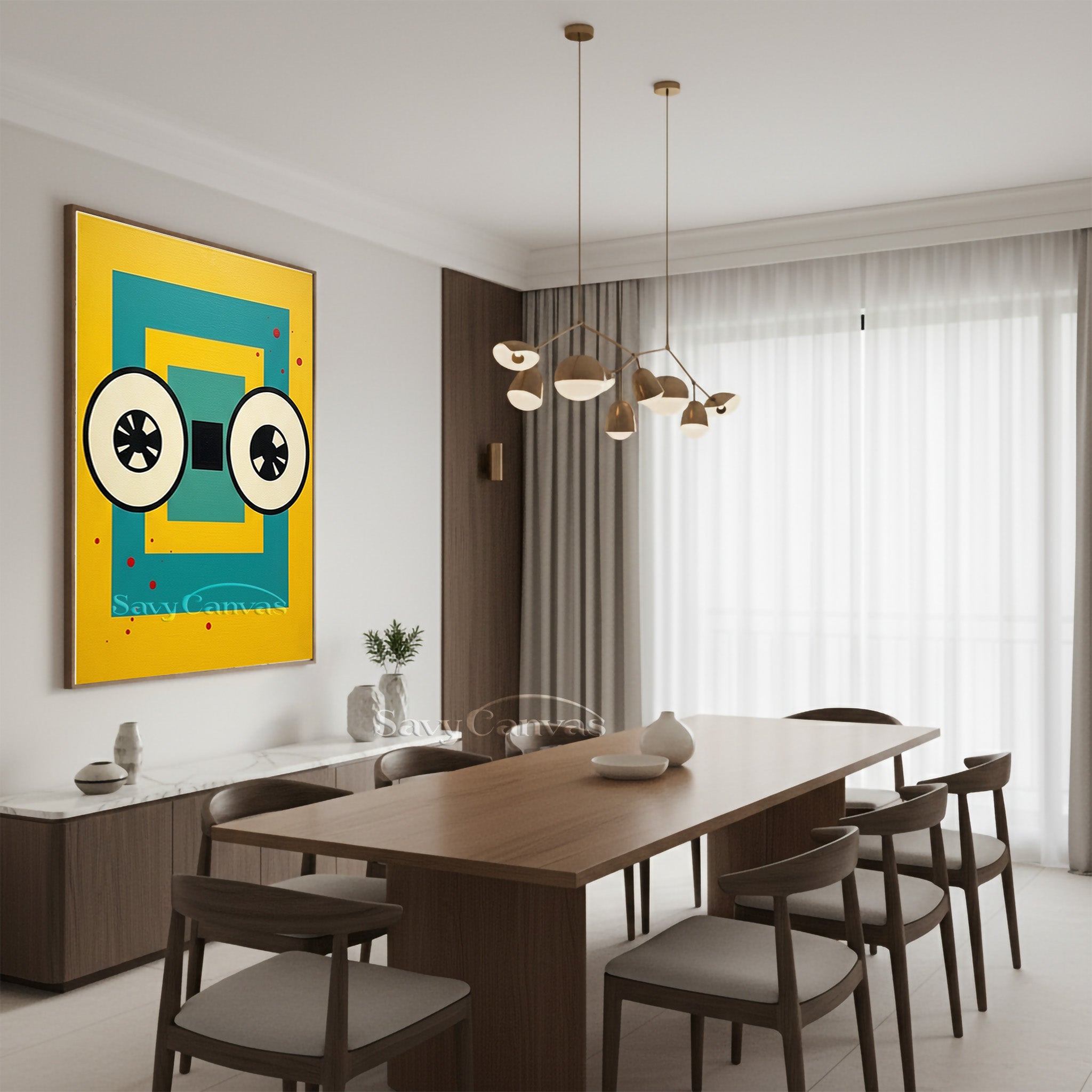 Modern Geometric Pop Art Canvas | Retro Cassette Eyes Wall Decor #SS 086