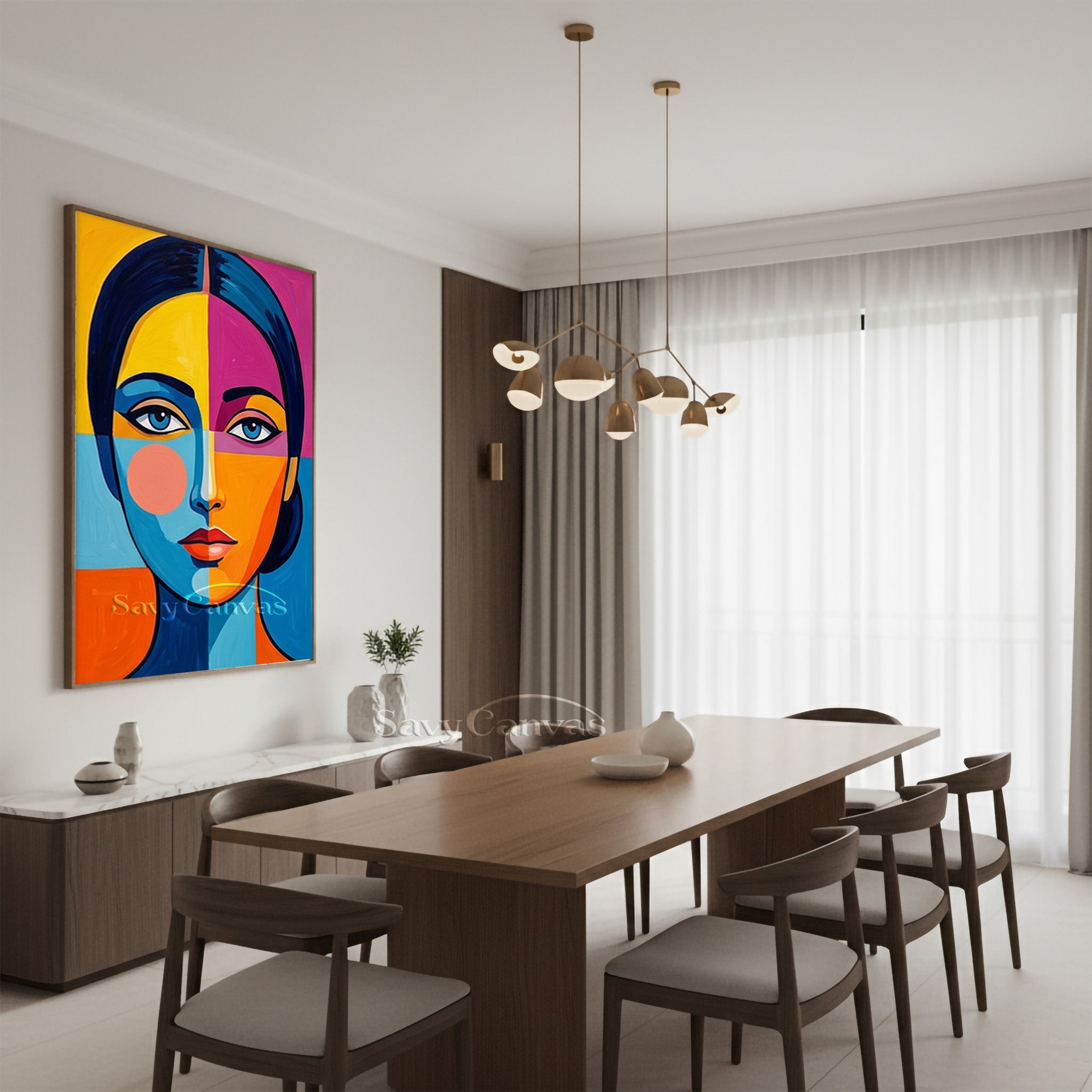 Modern Pop Art Portrait - Colorful Hand-Painted Oil Painting #SS 160