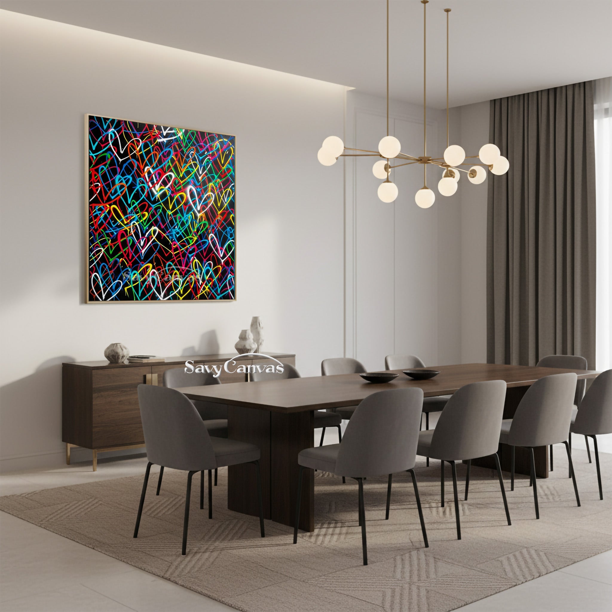 Modern Colorful Heart Graffiti Street Art | Hand-Painted Oil Painting #SS 126