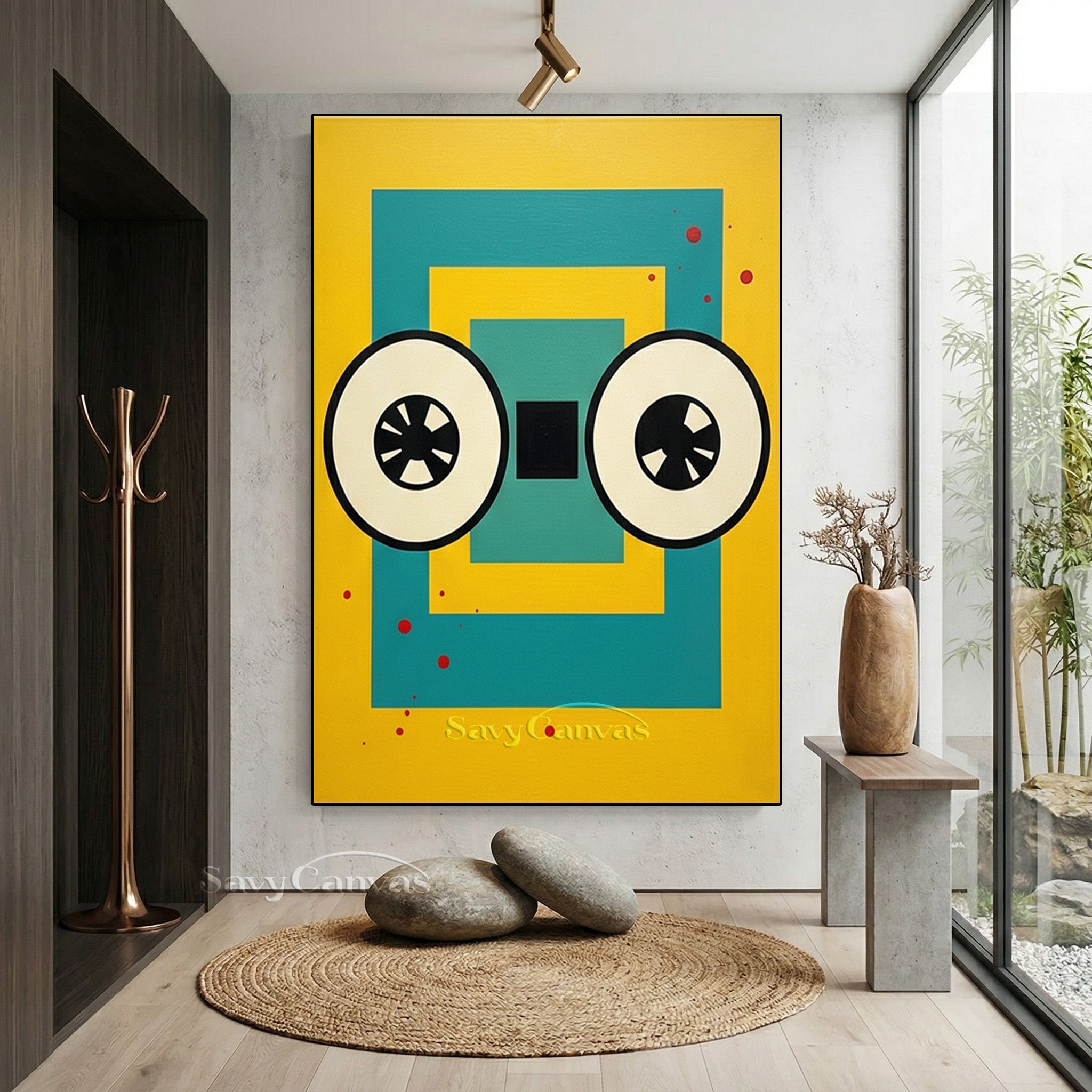 Modern Geometric Pop Art Canvas | Retro Cassette Eyes Wall Decor #SS 086