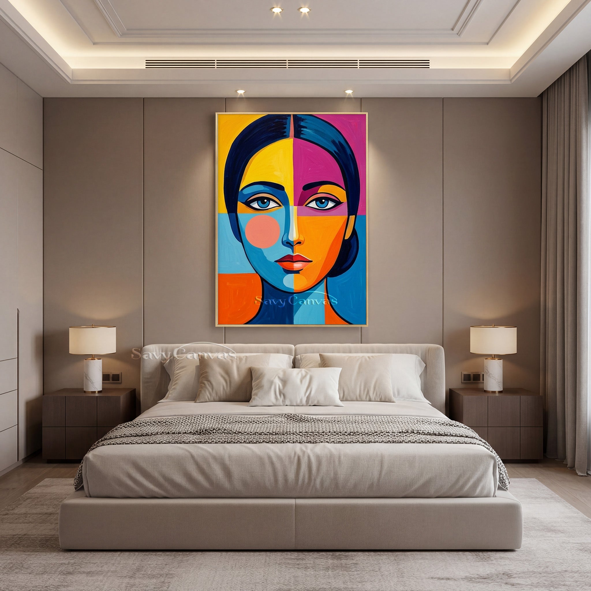 Modern Pop Art Portrait - Colorful Hand-Painted Oil Painting #SS 160