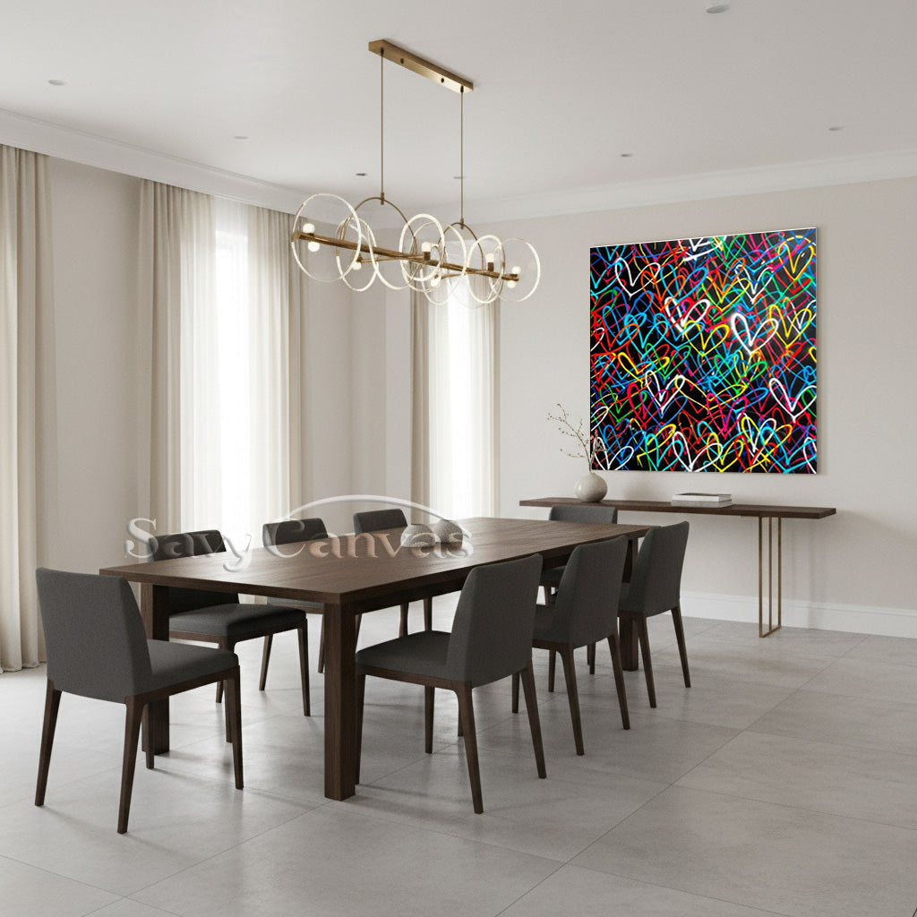 Modern Colorful Heart Graffiti Street Art | Hand-Painted Oil Painting #SS 126