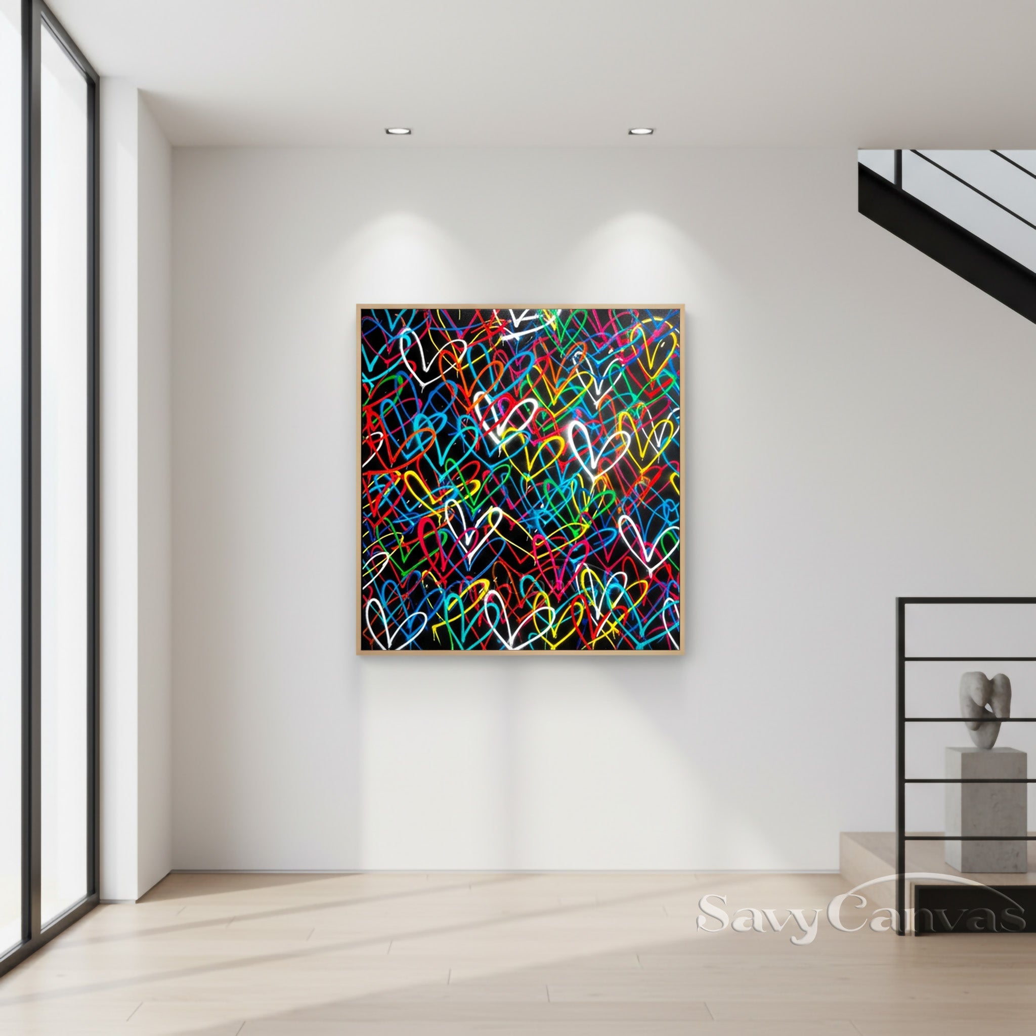 Modern Colorful Heart Graffiti Street Art | Hand-Painted Oil Painting #SS 126
