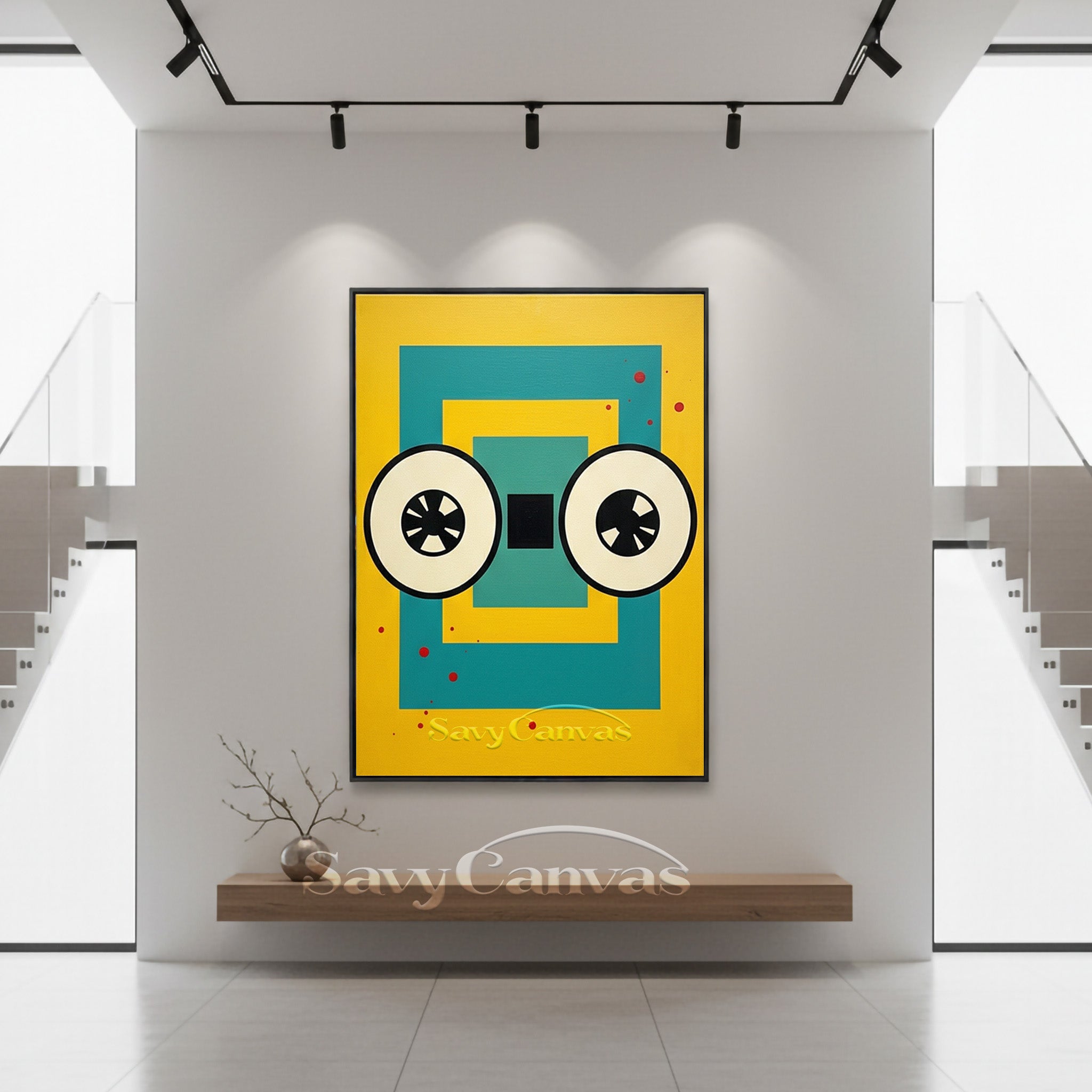 Modern Geometric Pop Art Canvas | Retro Cassette Eyes Wall Decor #SS 086